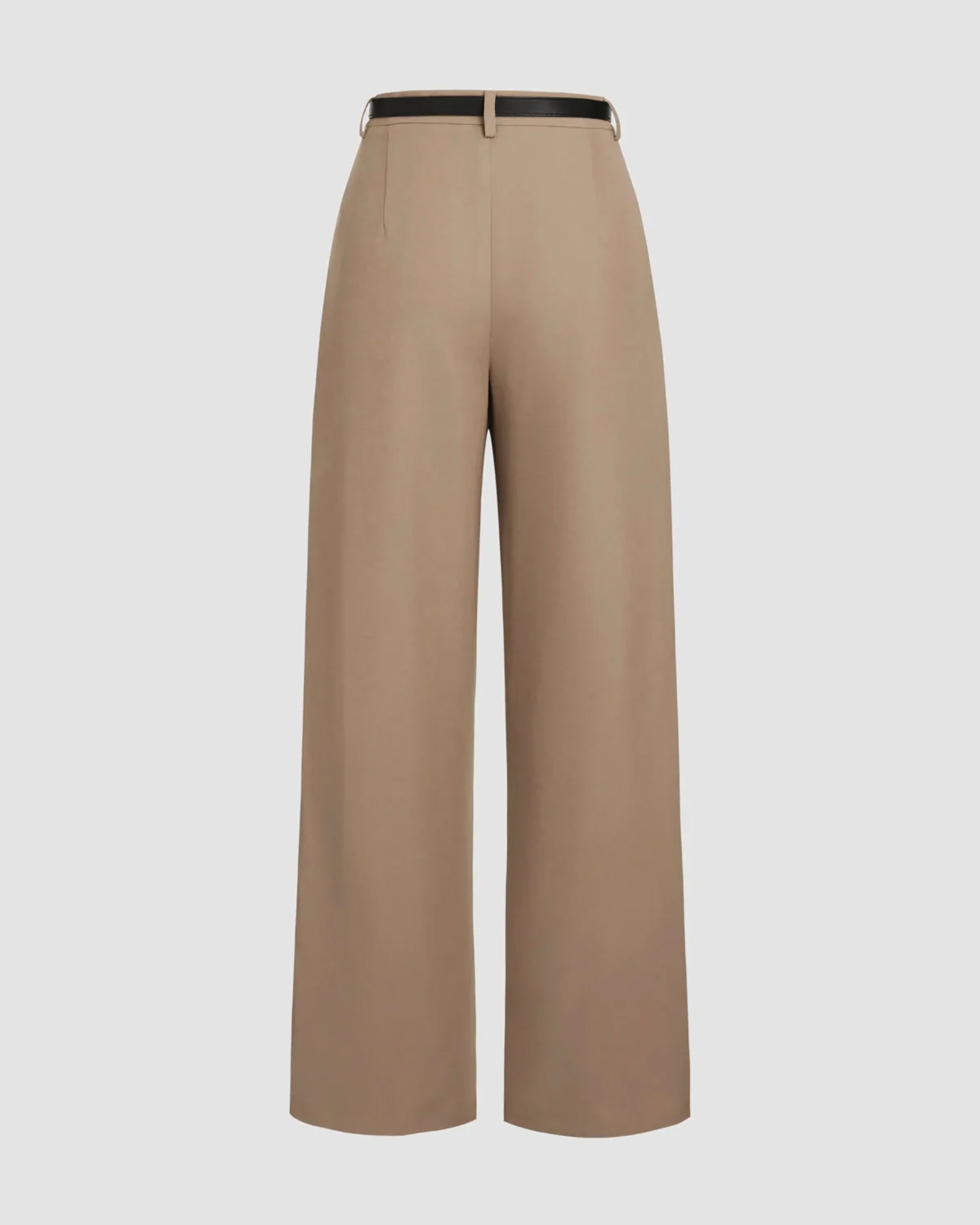 Beige Pleated Pants With Belt - Image 2