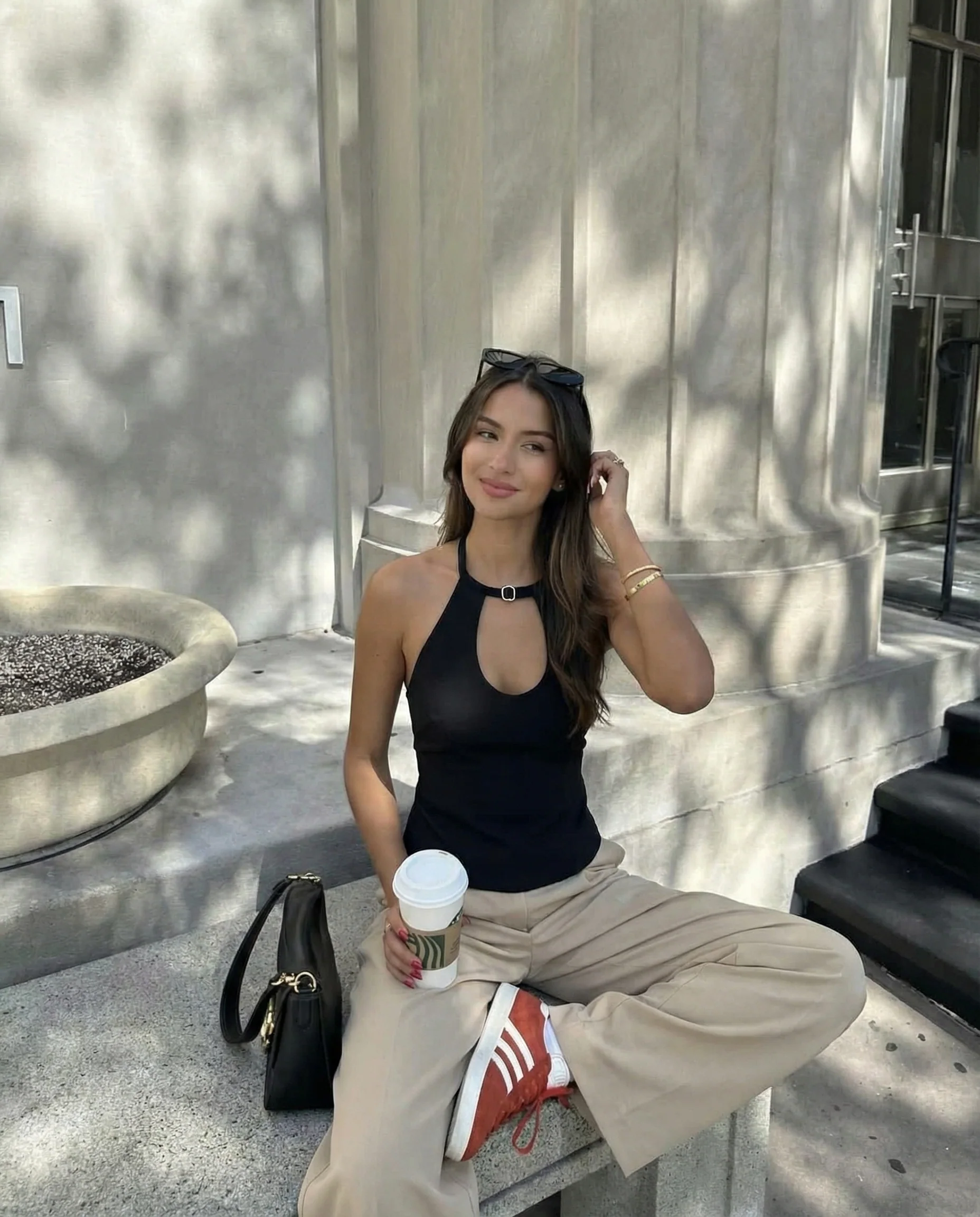 Black Keyhole Halter Top