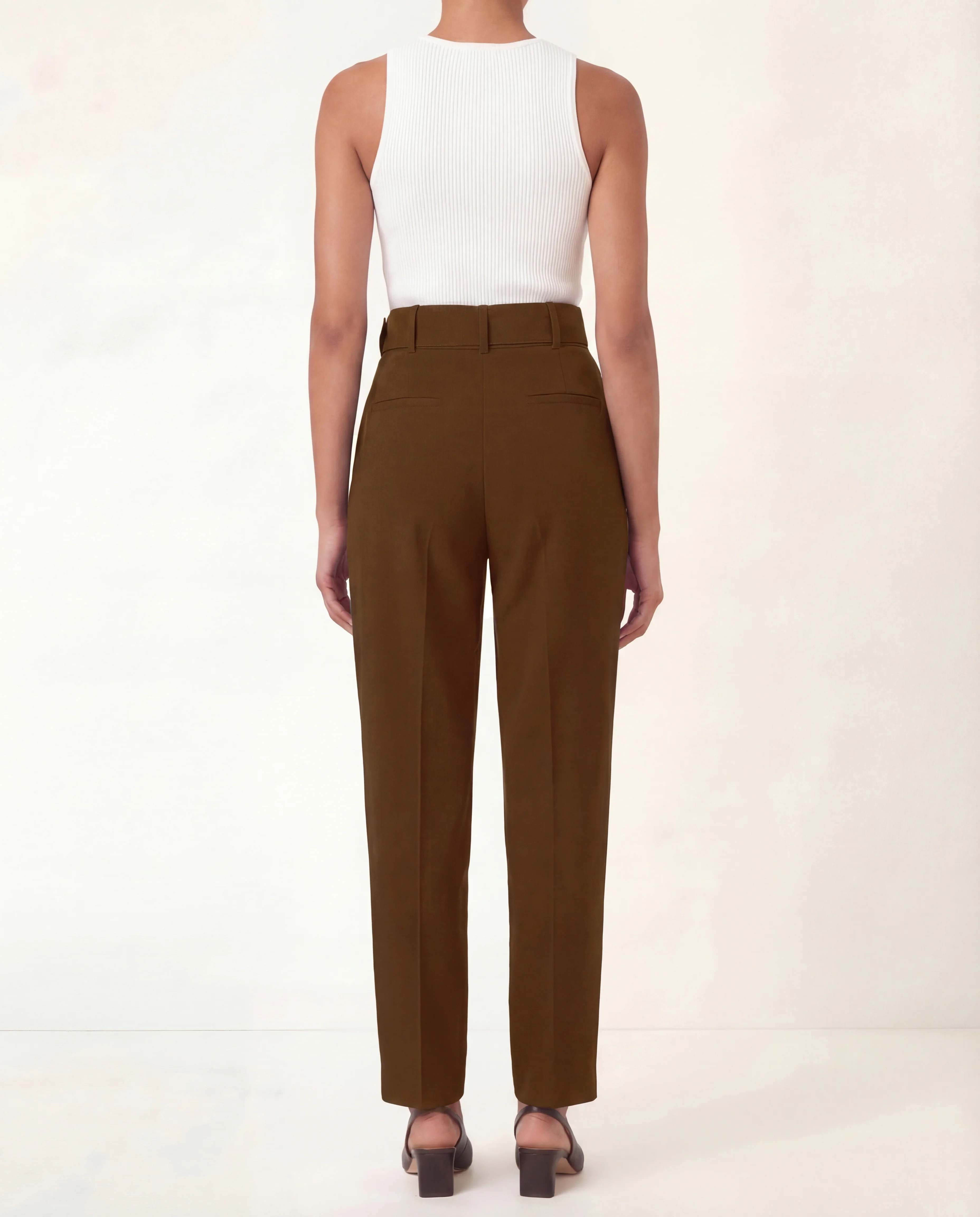 Belted Tapered Pants With Belt - Brown - Image 2
