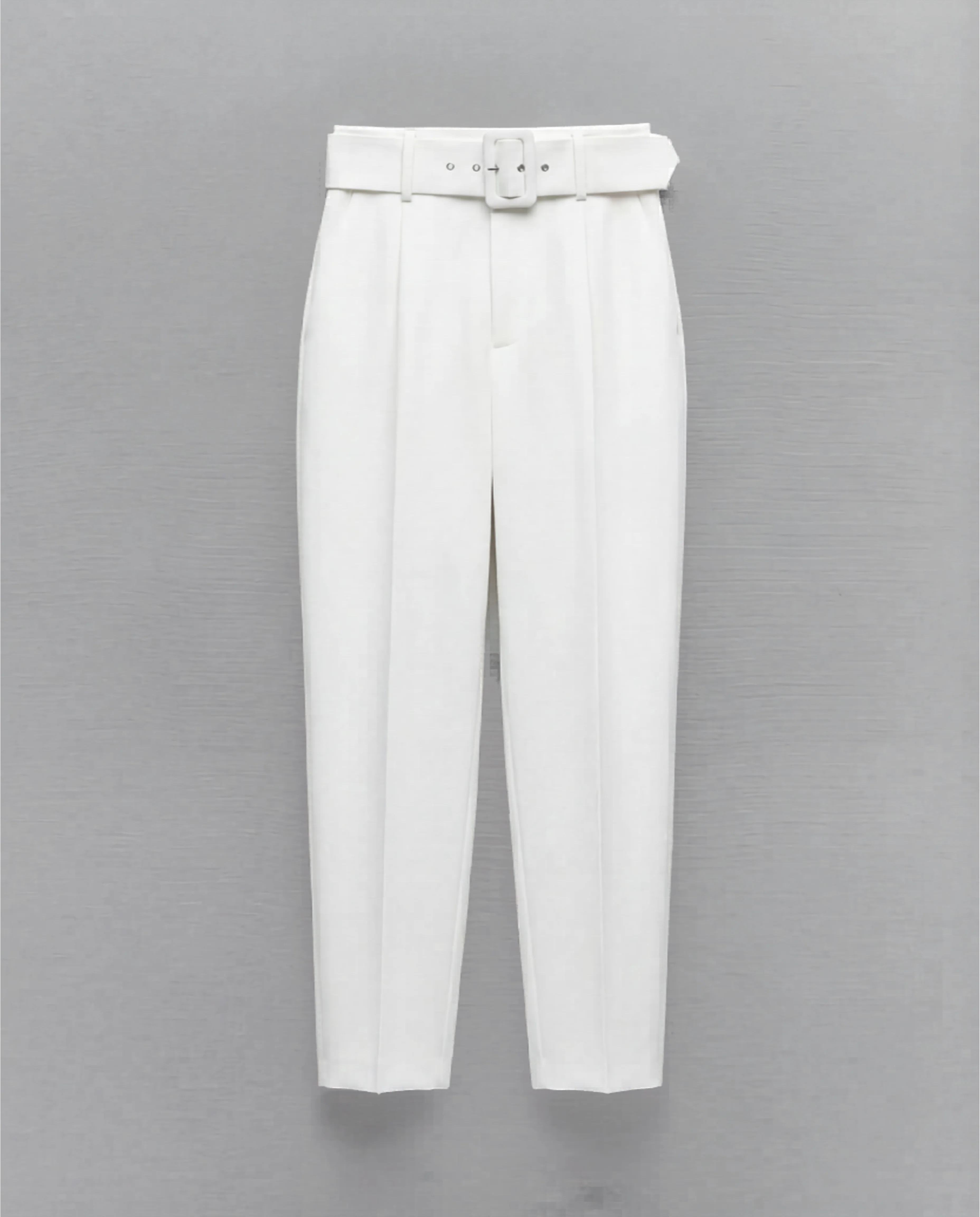 Belted Tapered Pants With Belt - White - Image 2