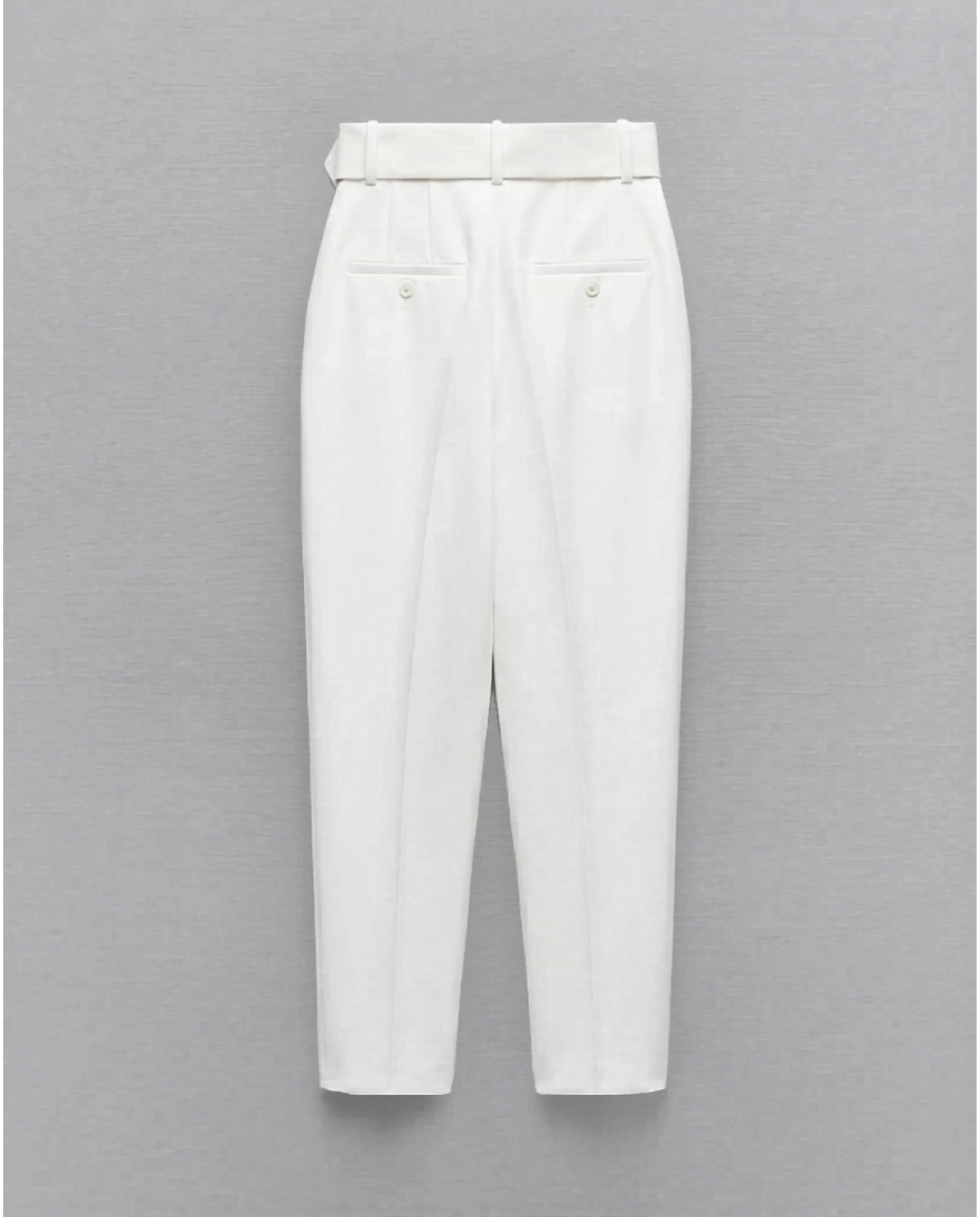 Belted Tapered Pants With Belt - White - Image 3