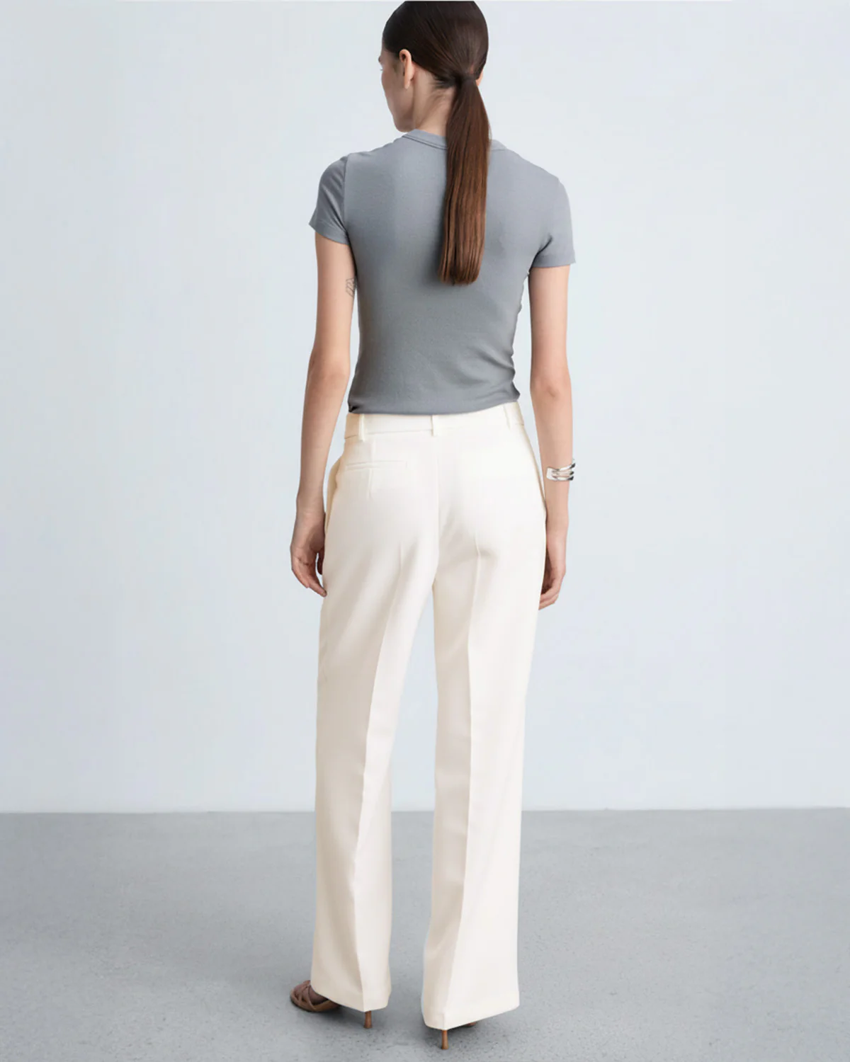 Belted White Straight Fit Trouser - Image 4