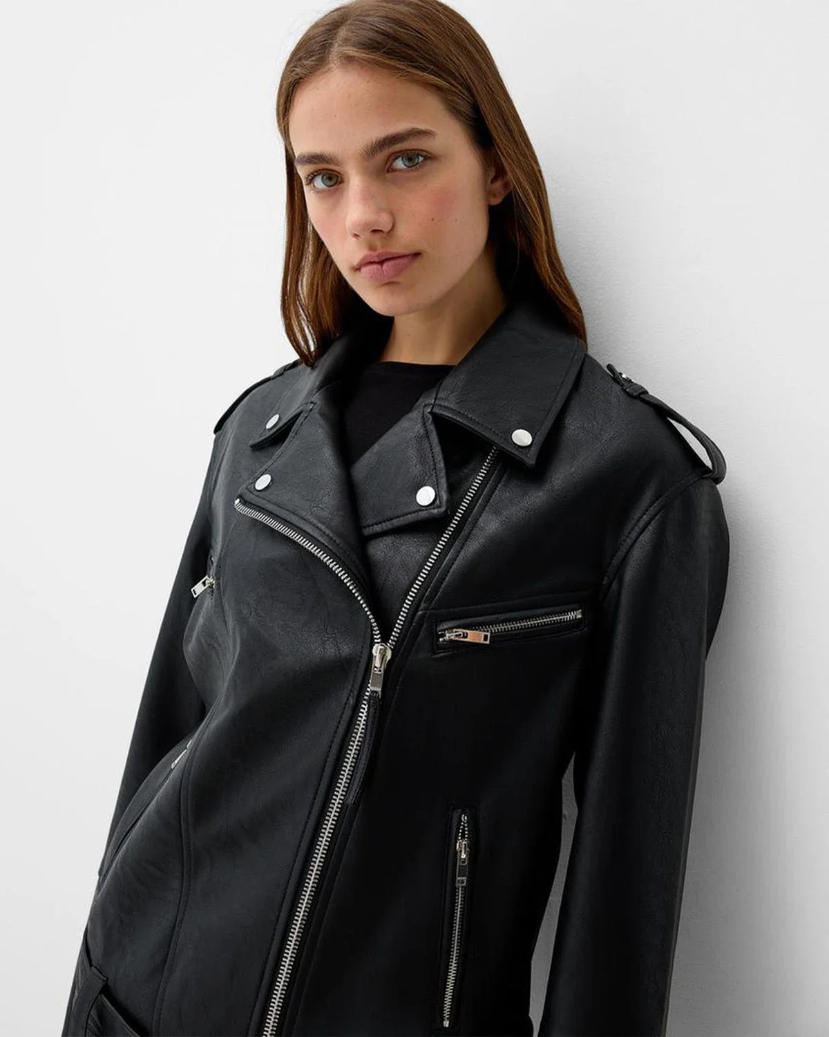 Belted Zip-Up Biker Jacket - Image 3