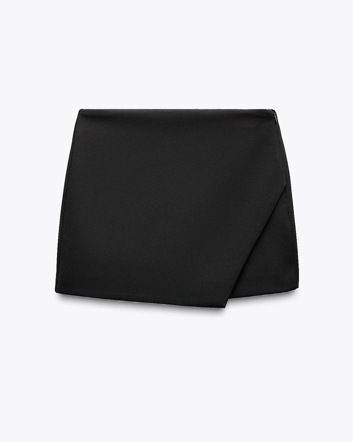 Black Asymmetric Wrap On Skort - Image 3