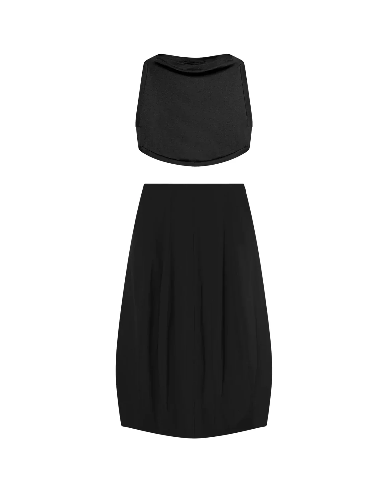 Black Crop Top and Cotton Skirt Summer Set - Image 4