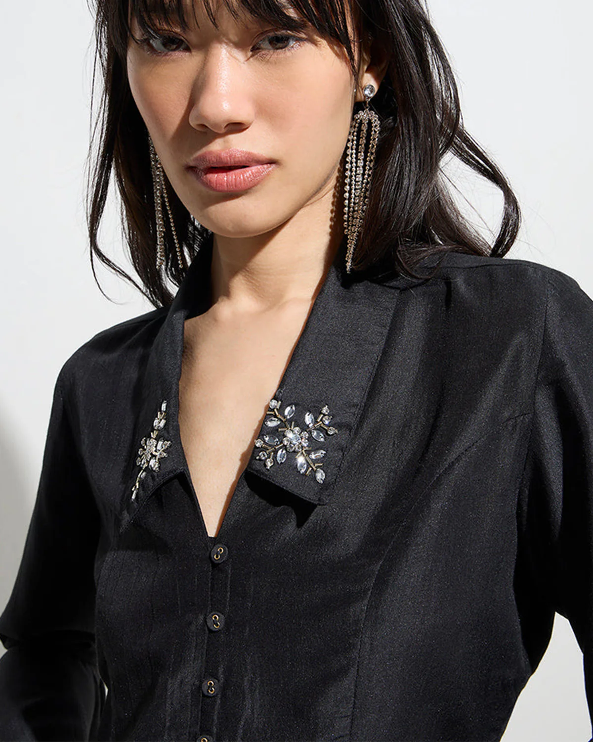 Black Embroidered Top And Pants Co-ord Set - Image 4
