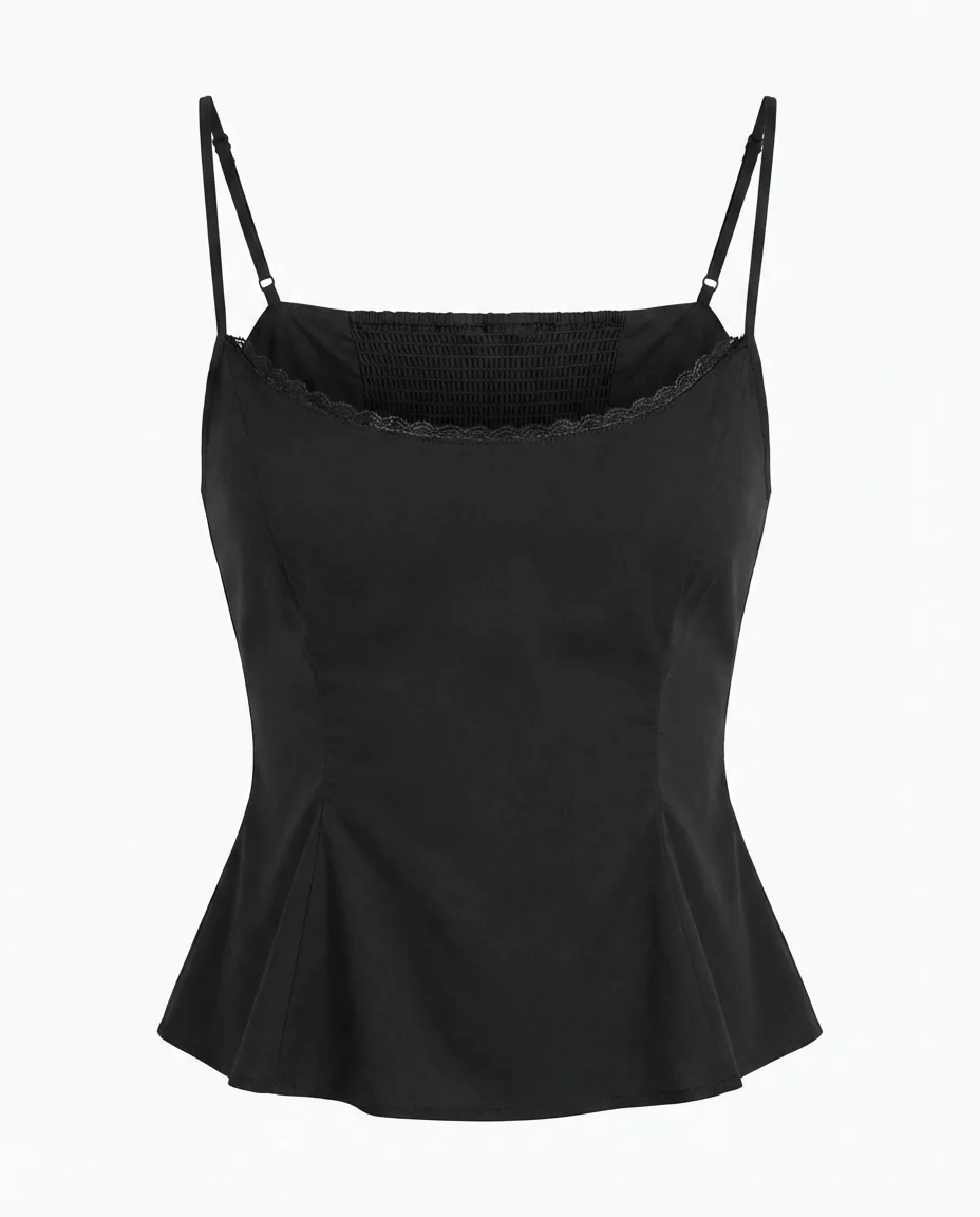 Black Lace Detail Camisole Top - Image 4