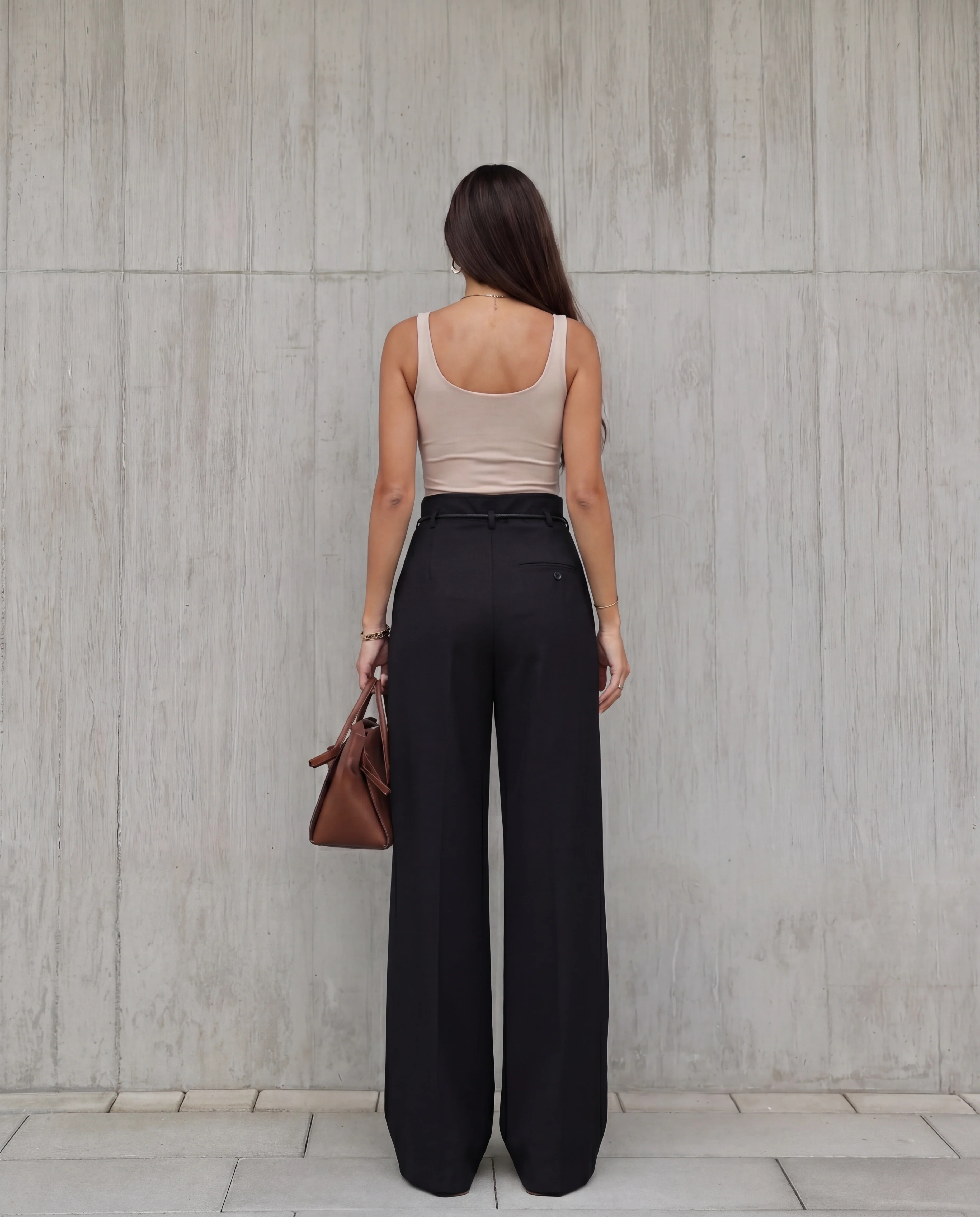 Black Tie Knot Detail Wide Leg Trouser - Image 3