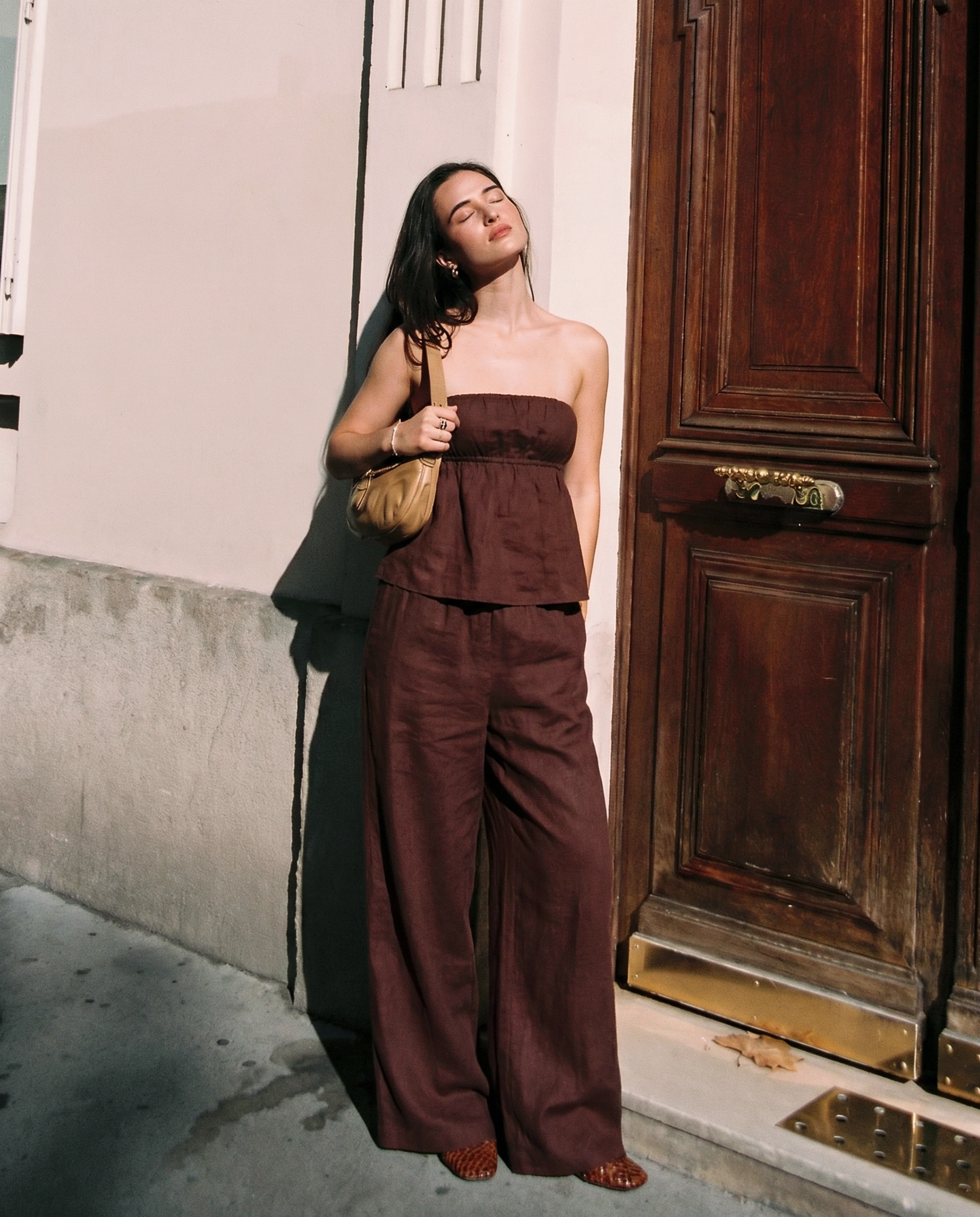 Chocolate Brown Strapless Co-ord Set - Image 2