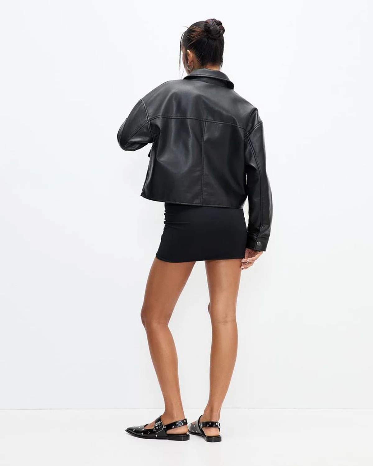 Button Down Faux Leather Jacket - Image 3