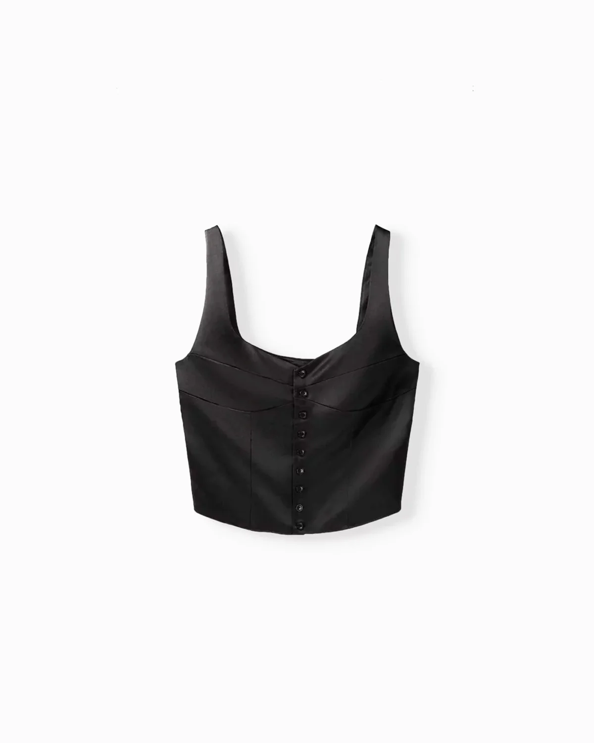 Button Down Vest Top In Black - Image 5