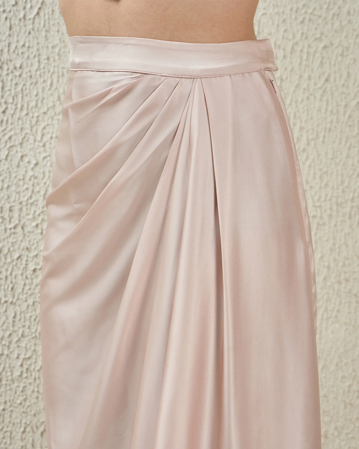 Satin Silk Draped Skirt - Champagne - Image 7