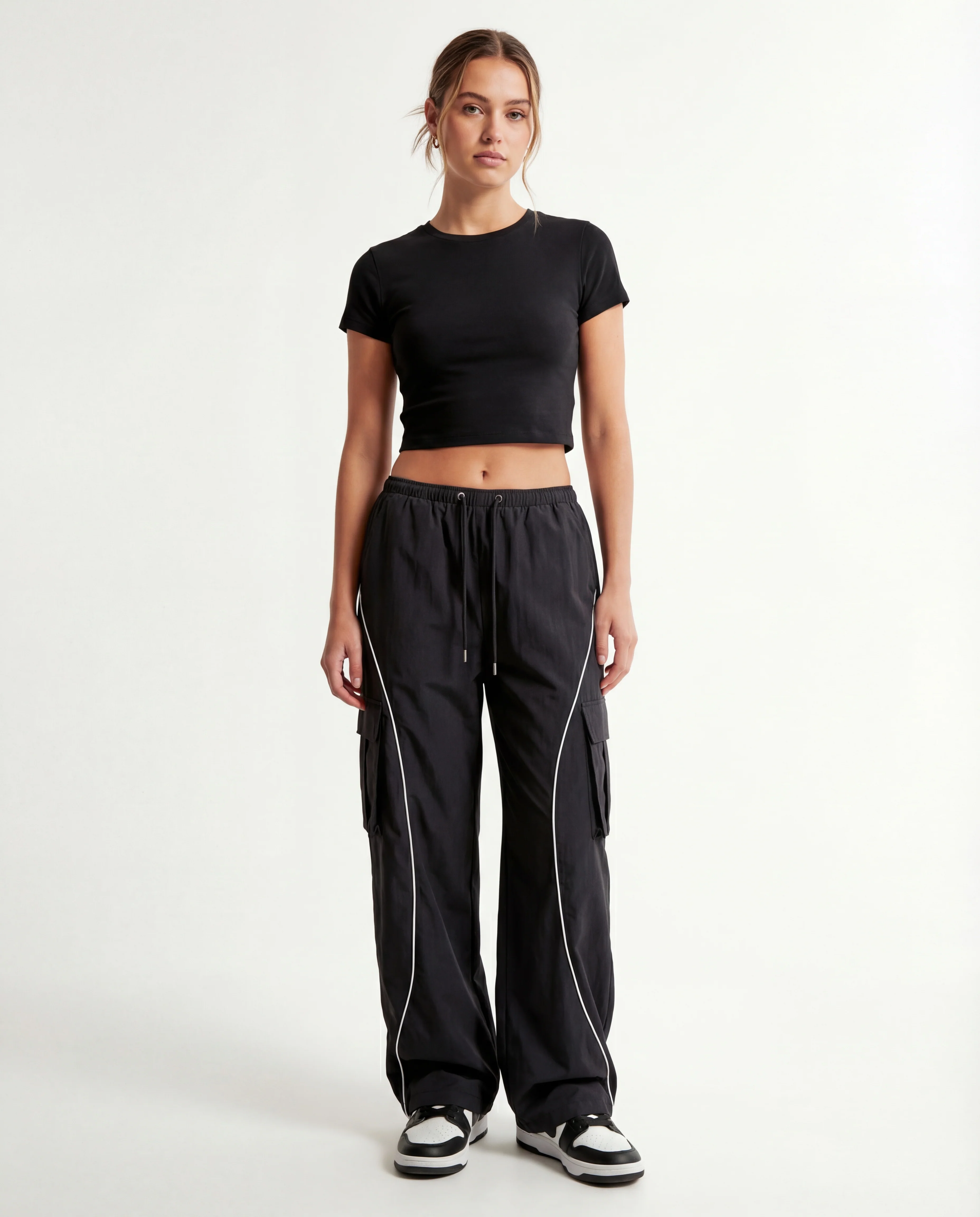 Striped baggy Korean Cargo Pants - Image 4
