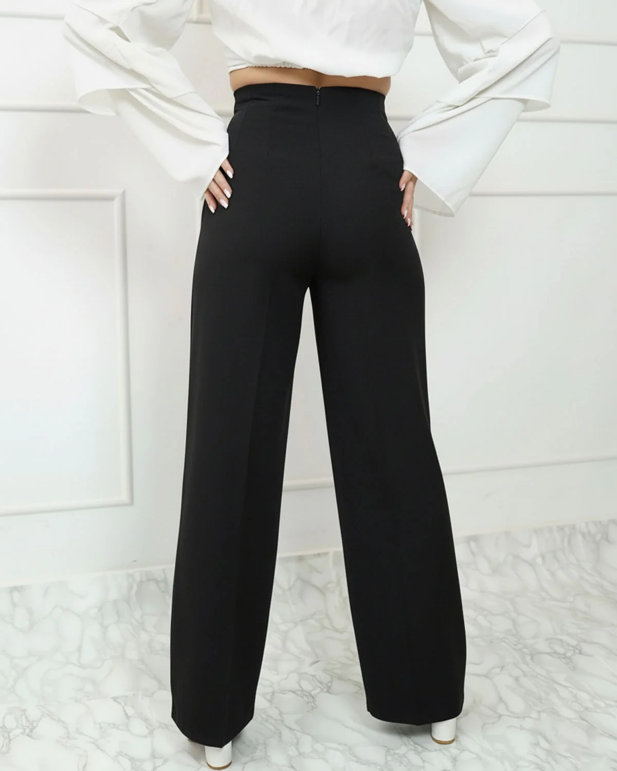 Corset Waist Pleated Pants - Black - Image 3