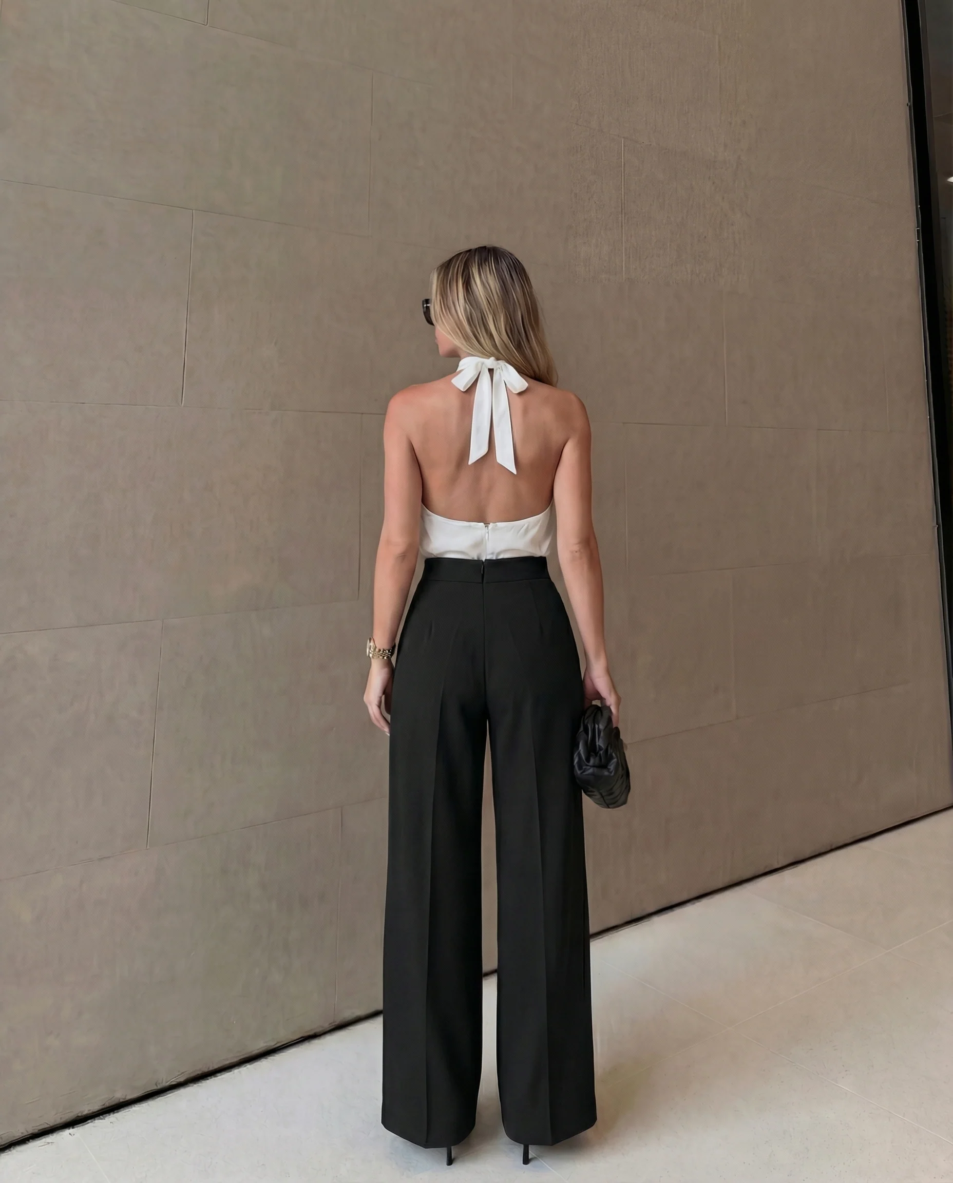 Black Corset Waist Tailored Pants - Image 3