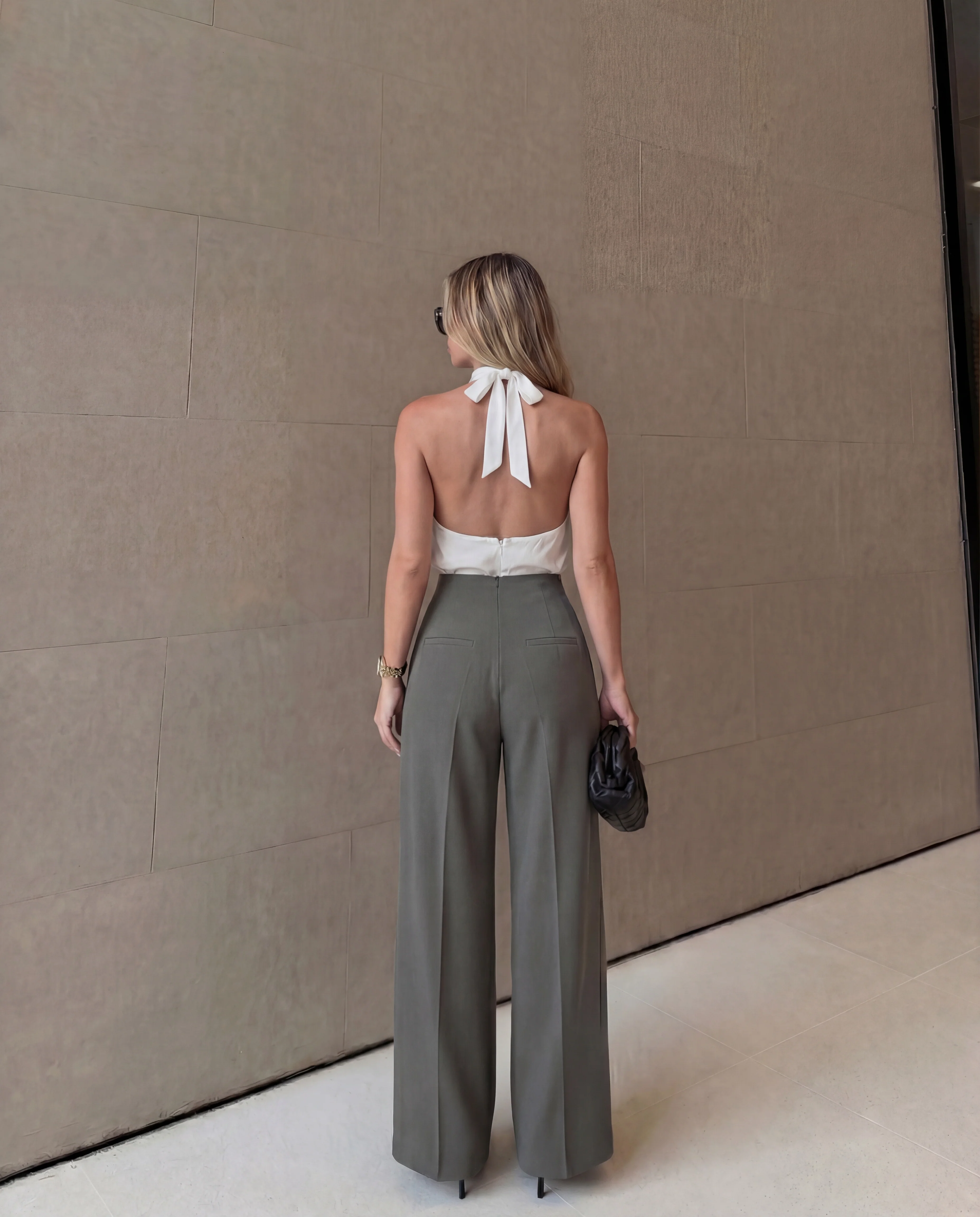 Grey Corset Waist Tailored Pants - Image 3