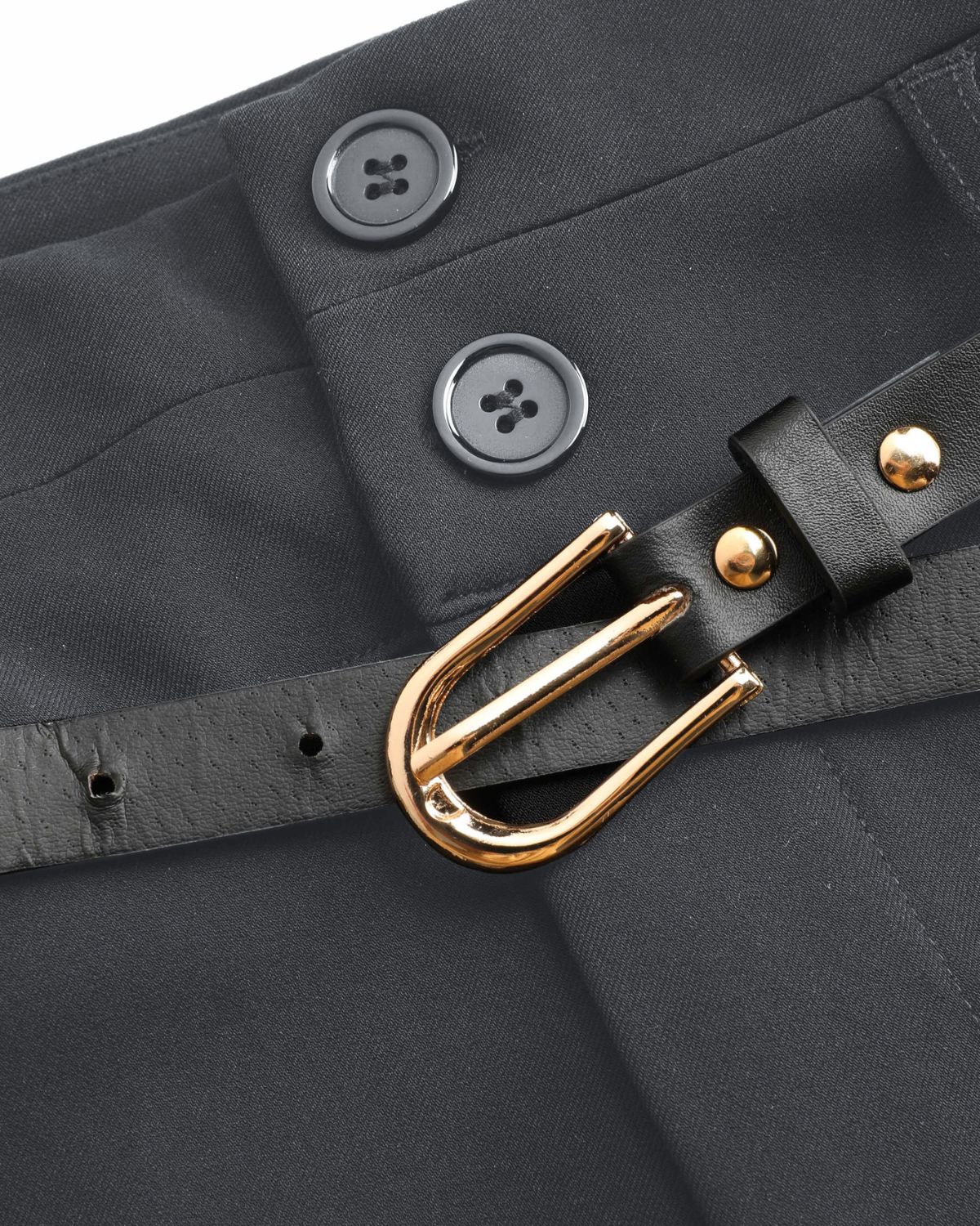 Dark Grey Pleated Pants With Belt - Image 8