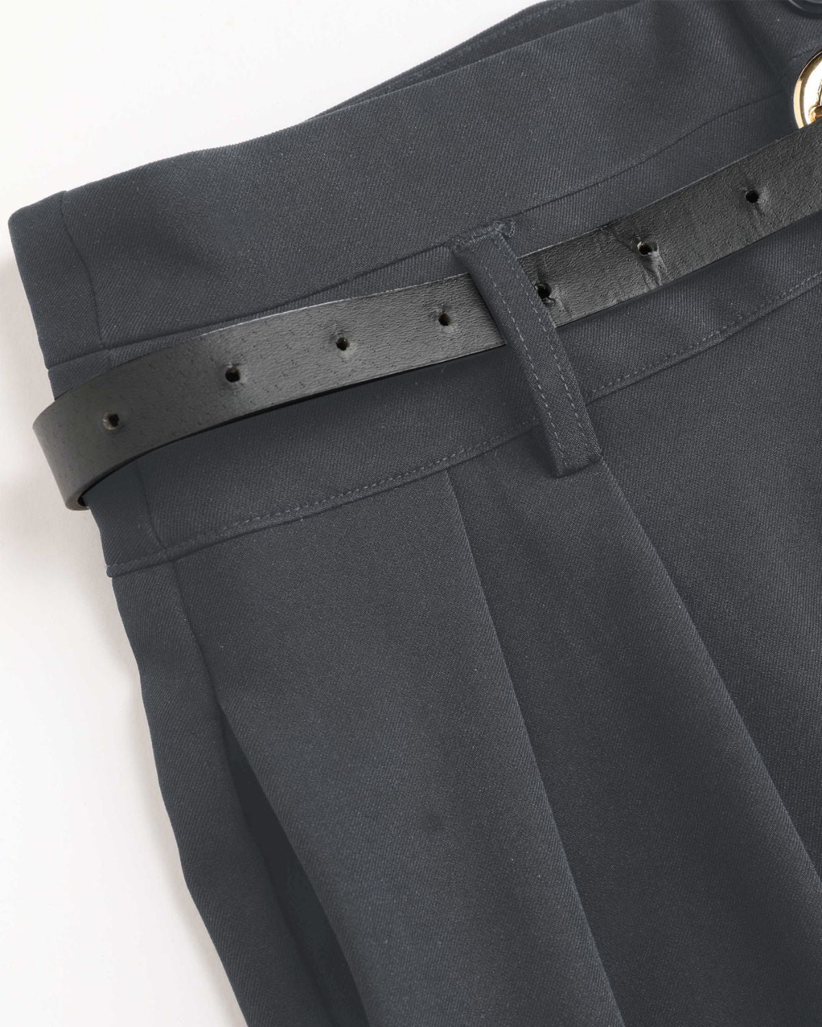 Dark Grey Pleated Pants With Belt - Image 9