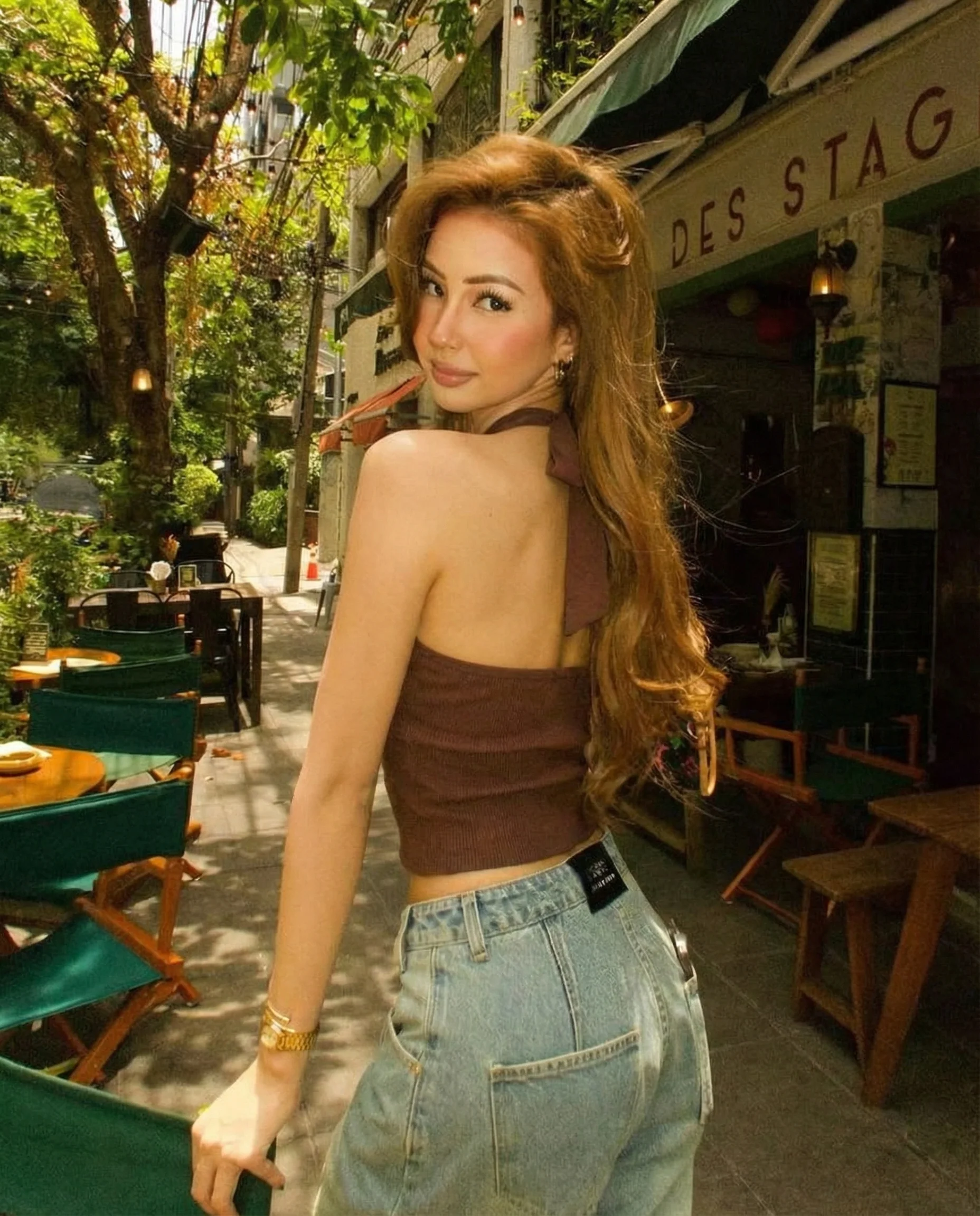 Cowl Neck Fitted Brown Top - Image 3