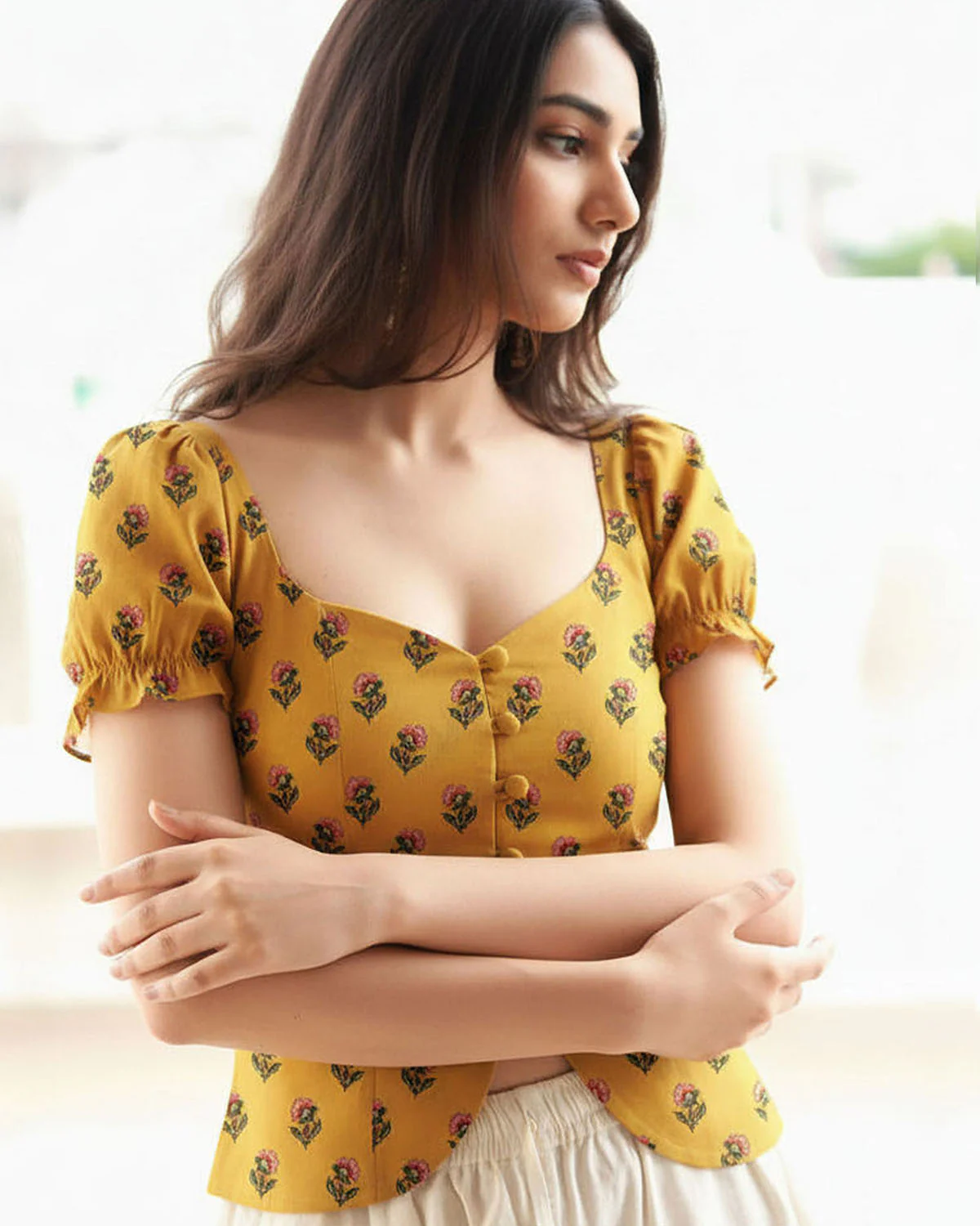 Floral Print Tulip Hem Corset Top - Image 3