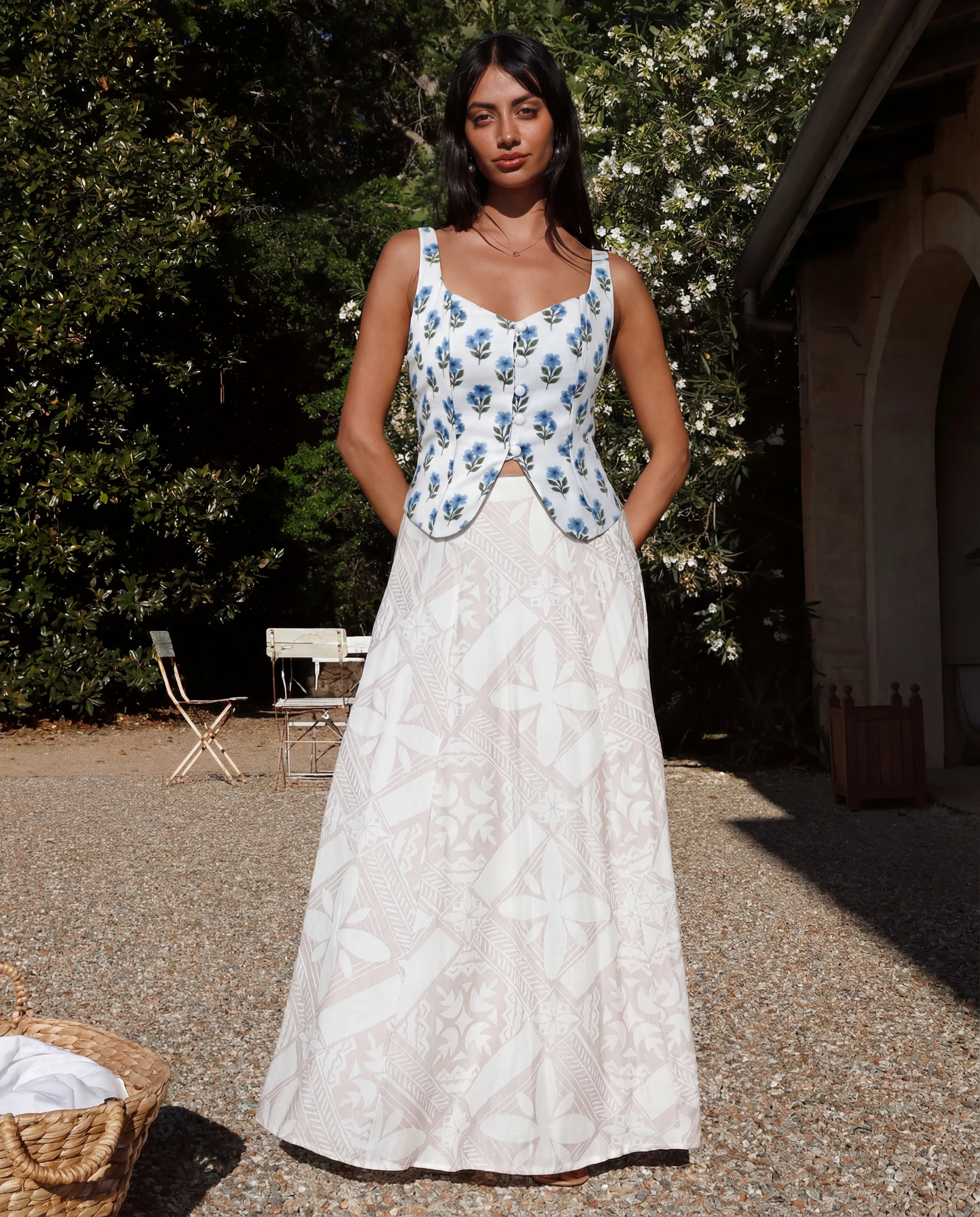 Floral White Tulip Hem Corset Top - Image 3