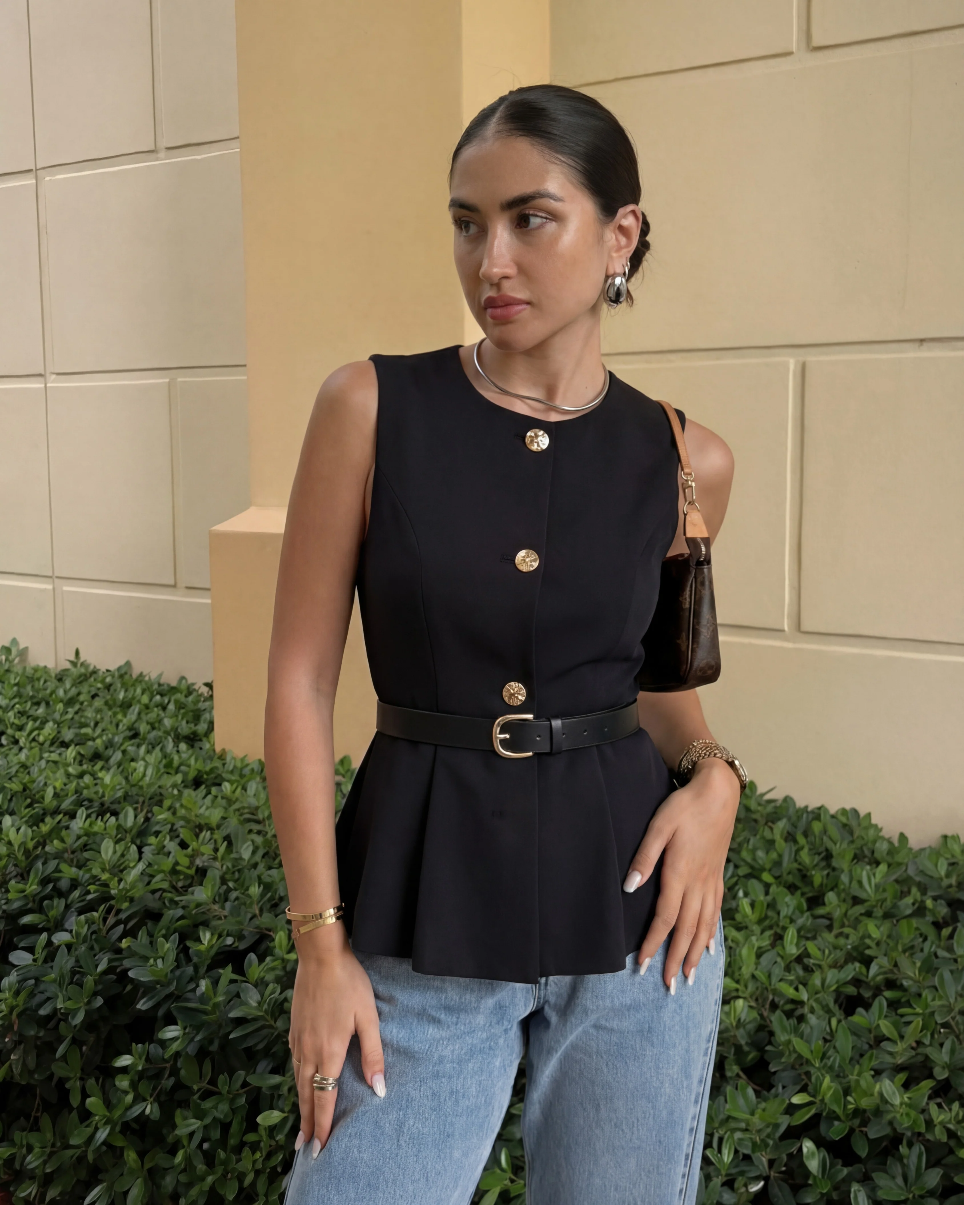 Gold Accent Vest In Black - Image 5