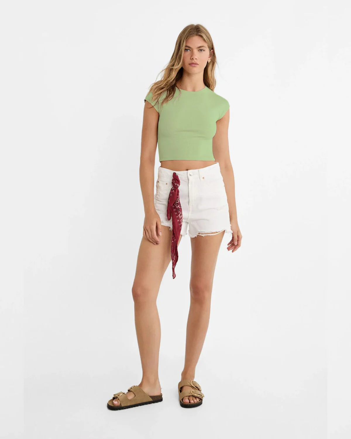 Green Ribbed Fitted Top - Image 3