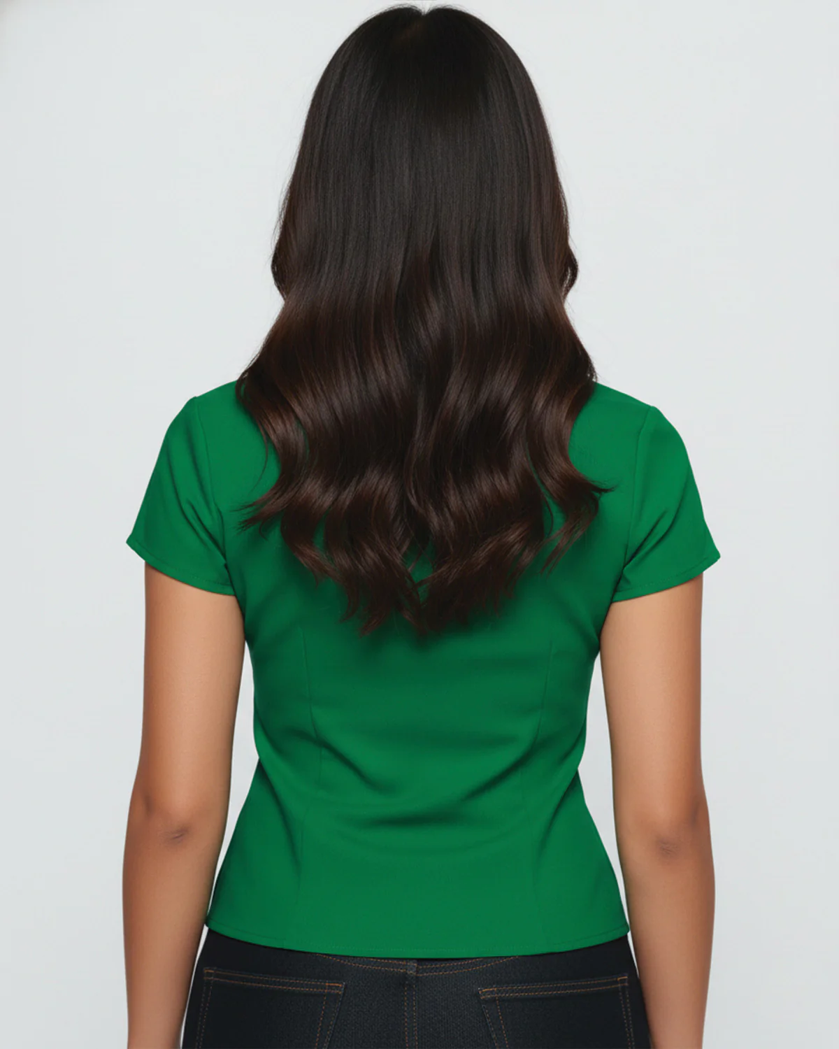 Green Waist Fitted Cotton Shirt - Image 3