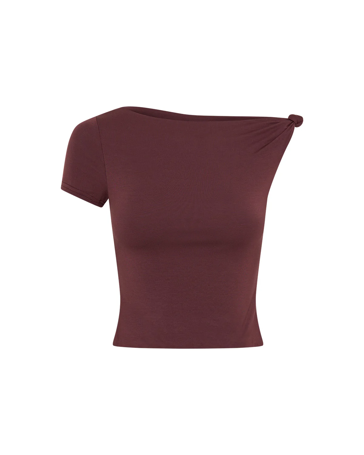 Knot Up Shoulder Fitted Top In Brown - Image 5
