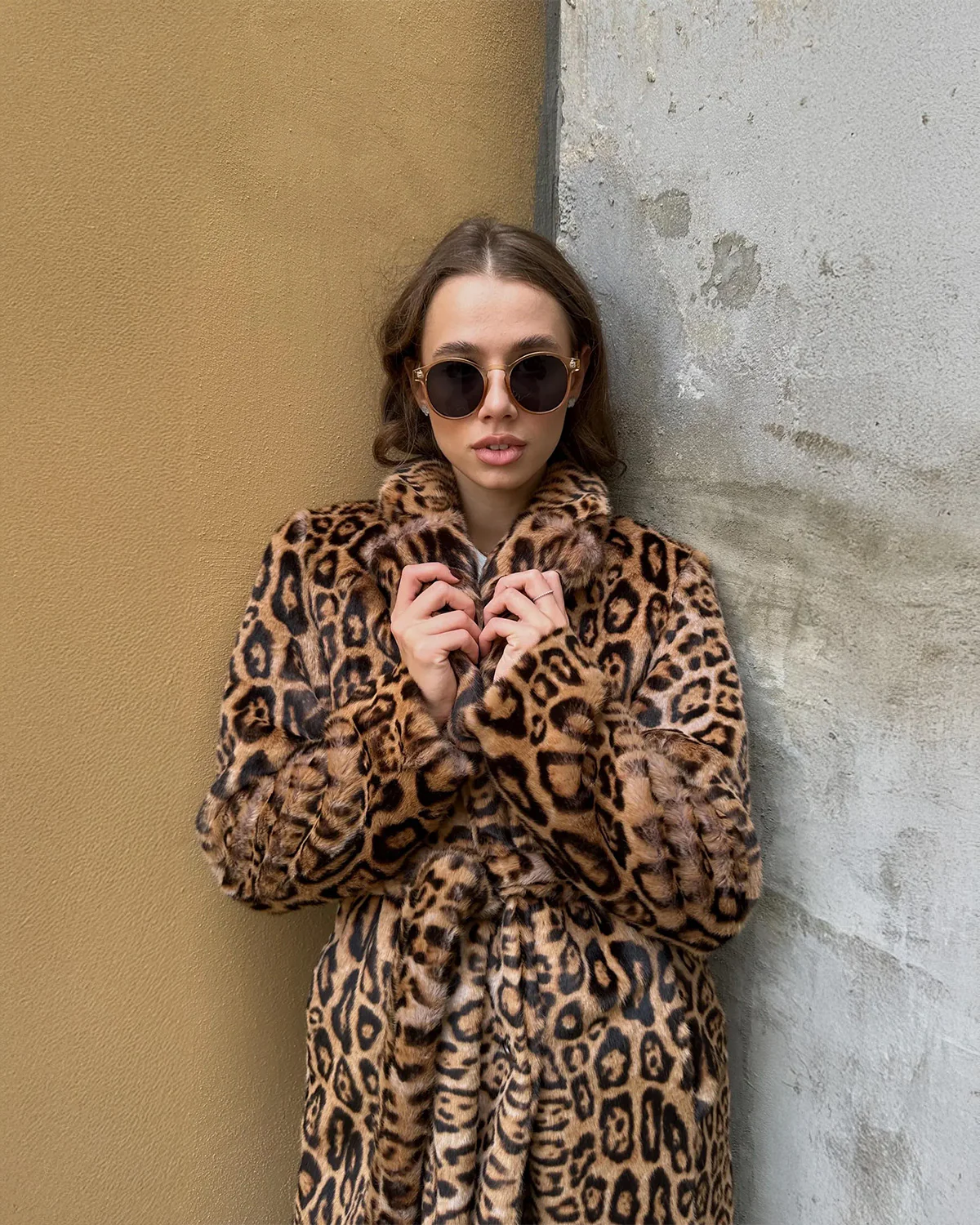 Vintage Leopard Print Fur Coat with Fur Belt - Image 3