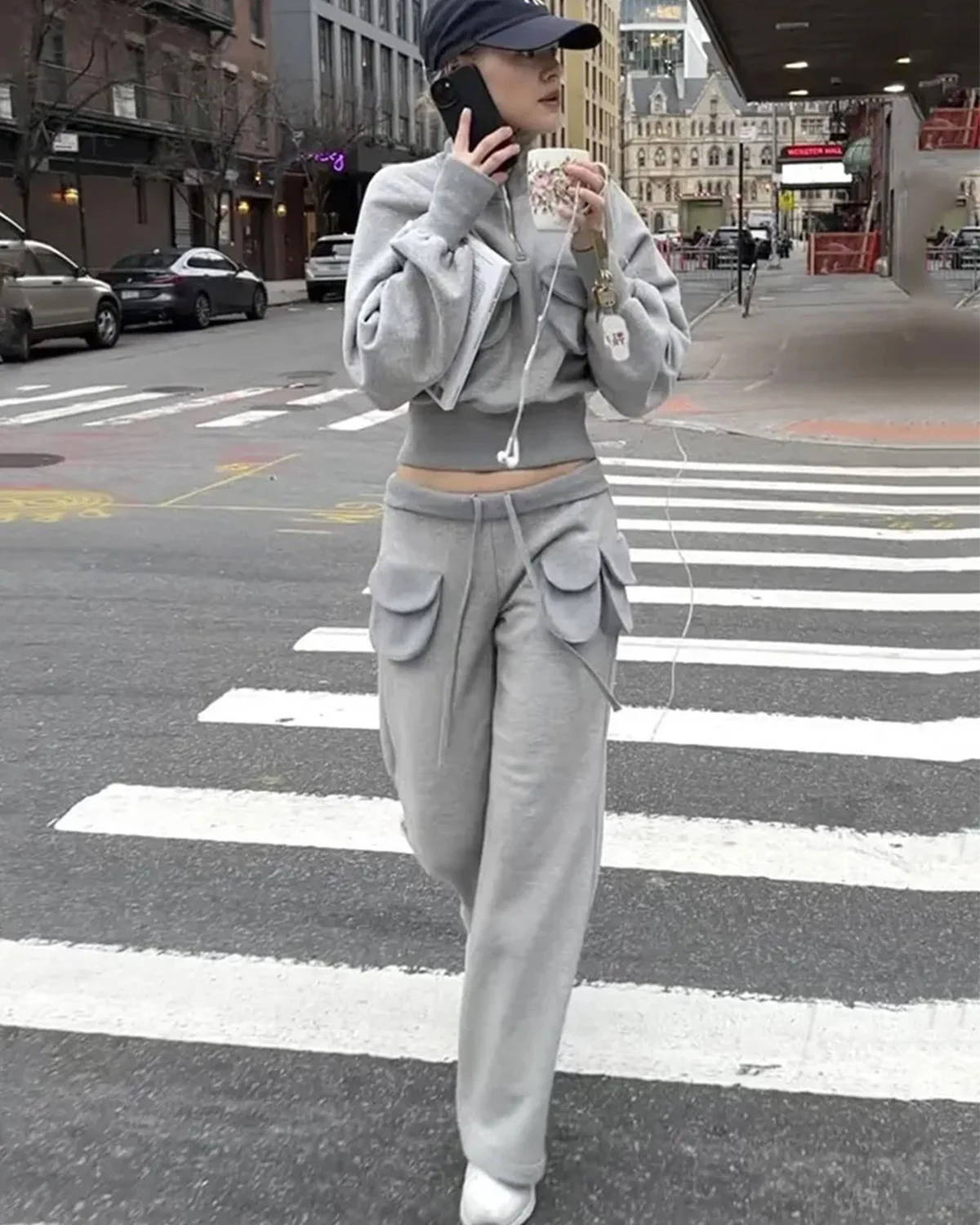 Light Grey Melange Utilitarian Sweat Set - Image 4
