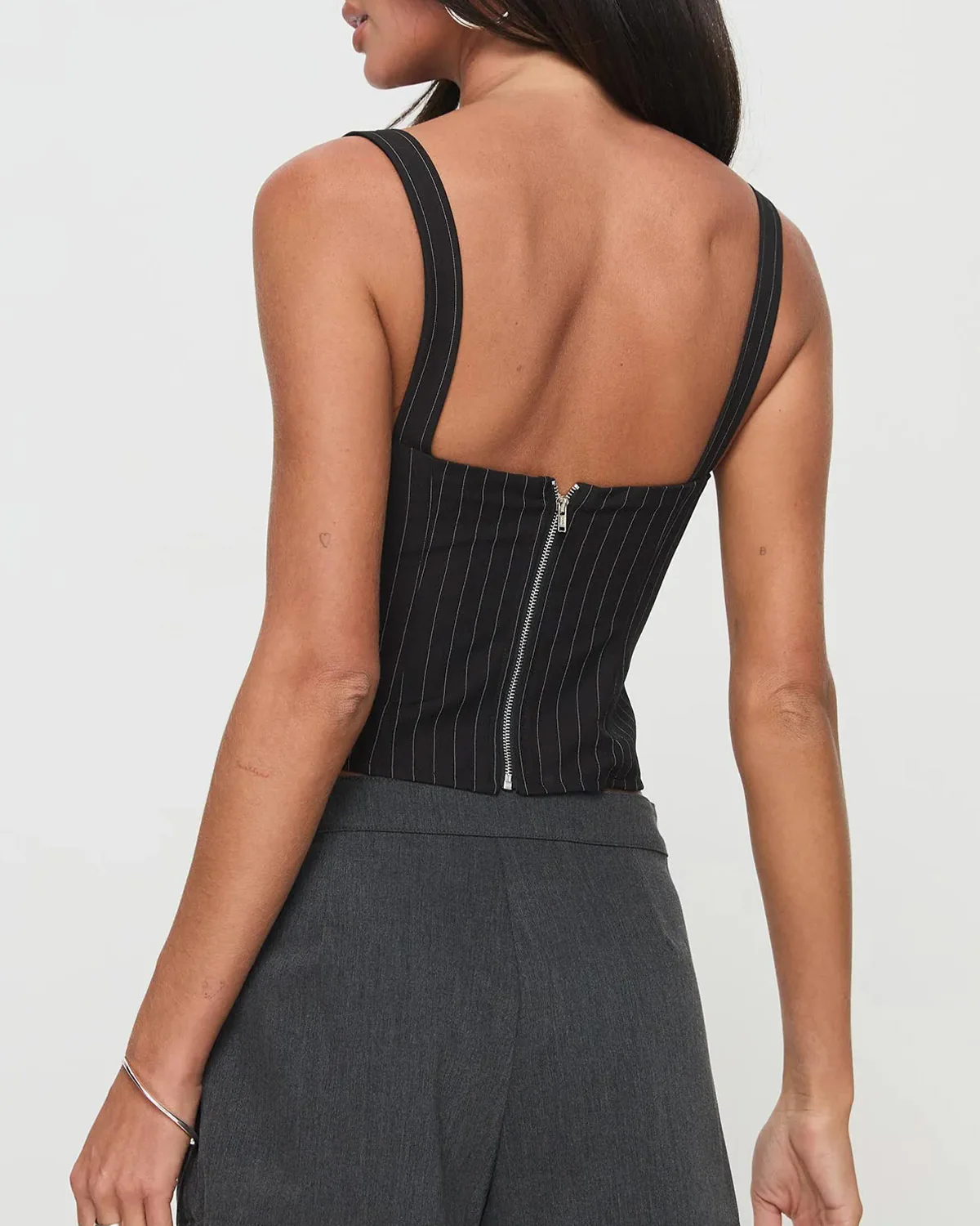 Pinstripes Black Corset Fit Top - Image 3