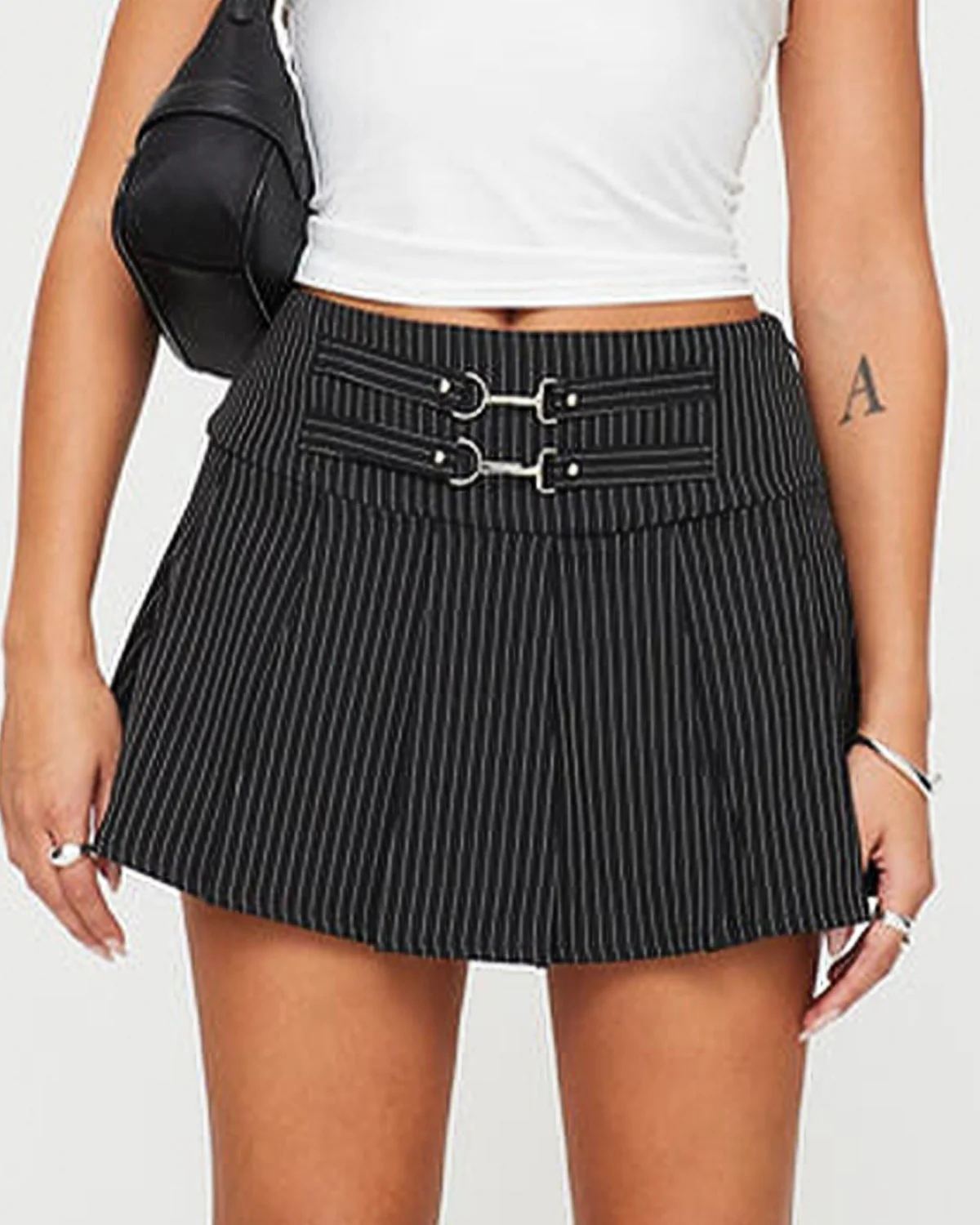 Pinstripes Pleated Mini Skirt - Image 7