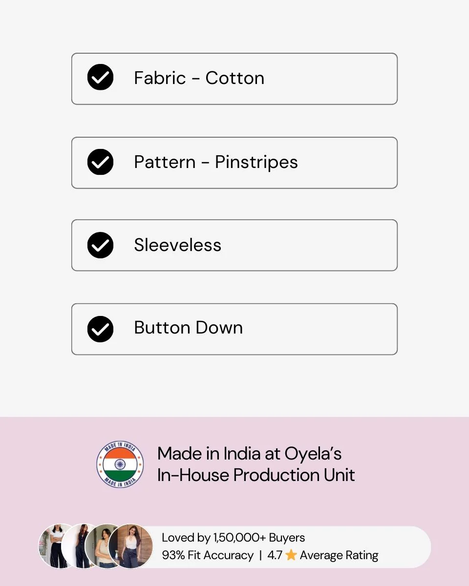 Pinstripes Blue Cotton Waistcoat - Image 6