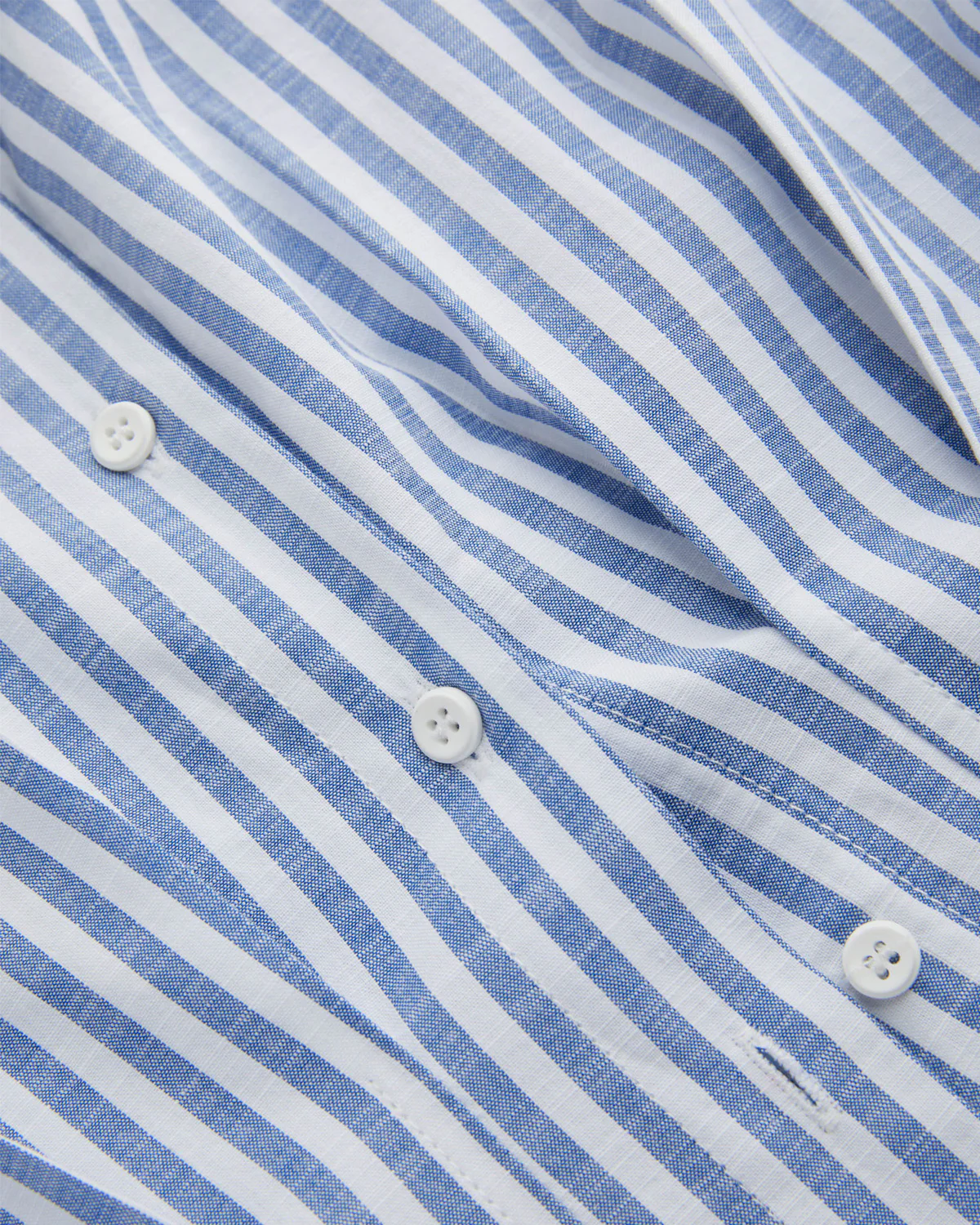 Pleated Cinched Waist Striped Cotton Shirt in Blue - Image 8