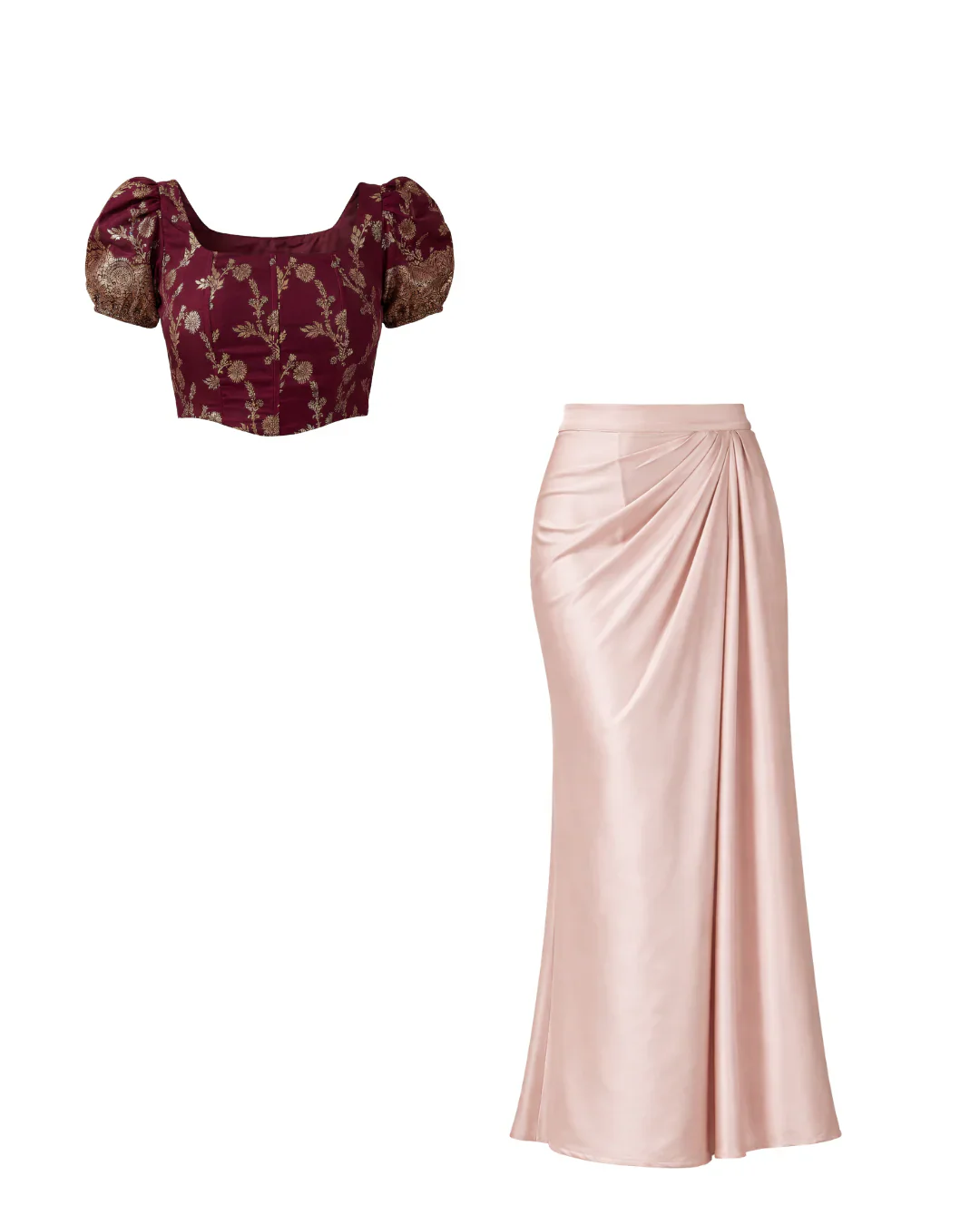 Puff Sleeve Corset Top and Skirt Coord Set - Image 5