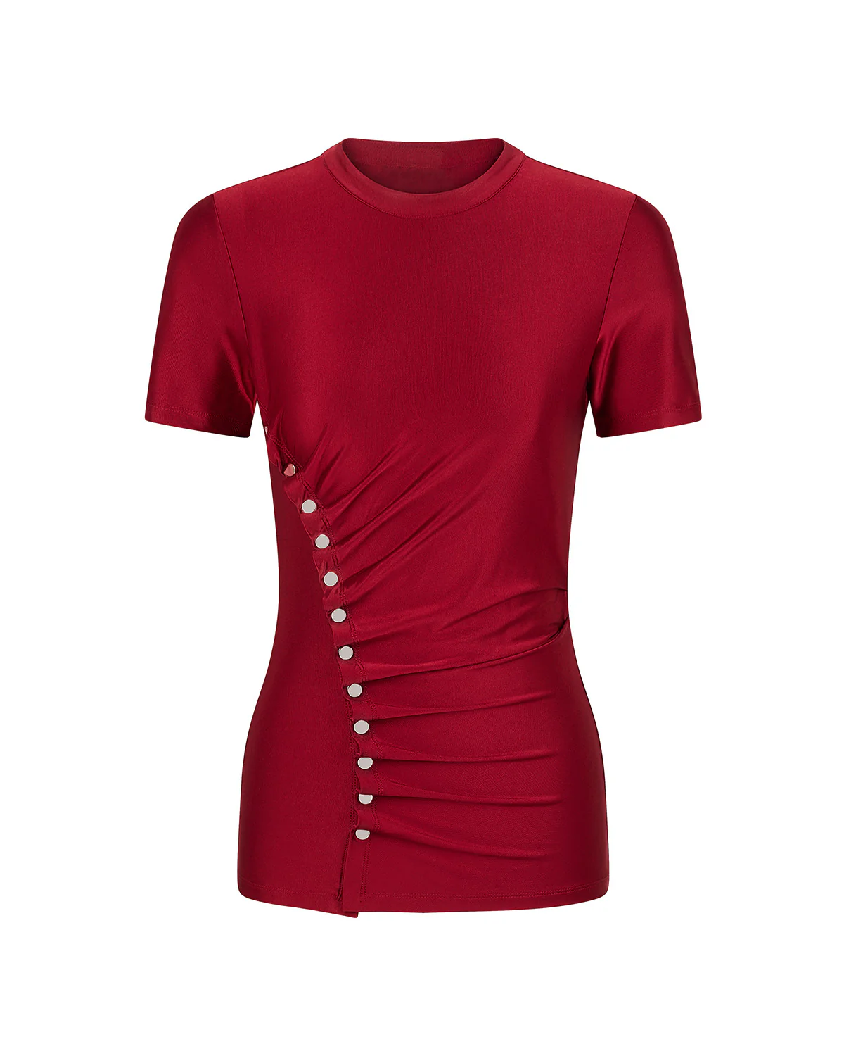Red Buttoned Top and Slit Skirt Co Ord Set - Image 6