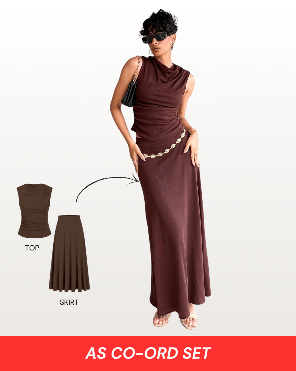 Earthy Brown Co-Ord Set Skirt - Image 4