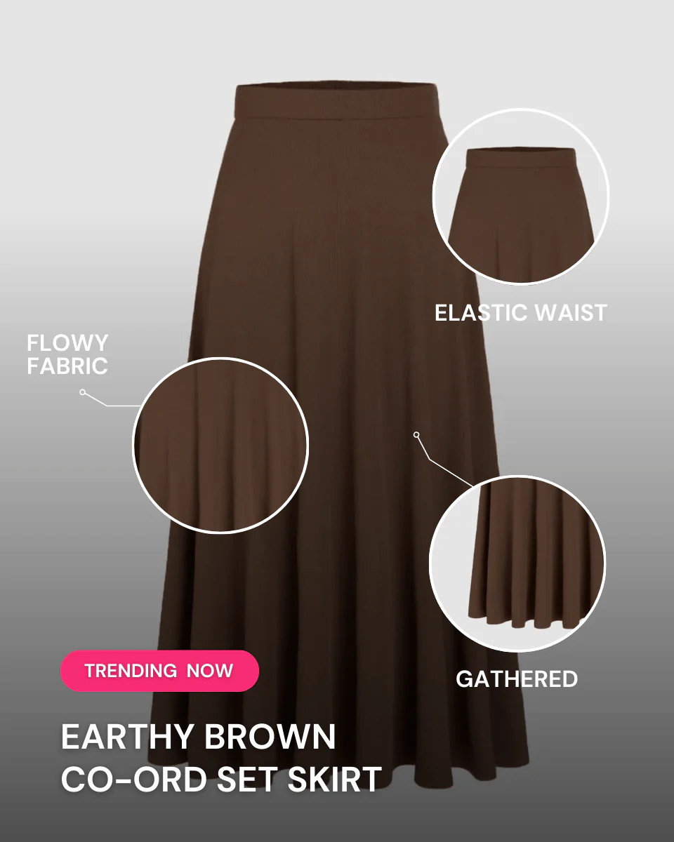 Earthy Brown Co-Ord Set Skirt - Image 5