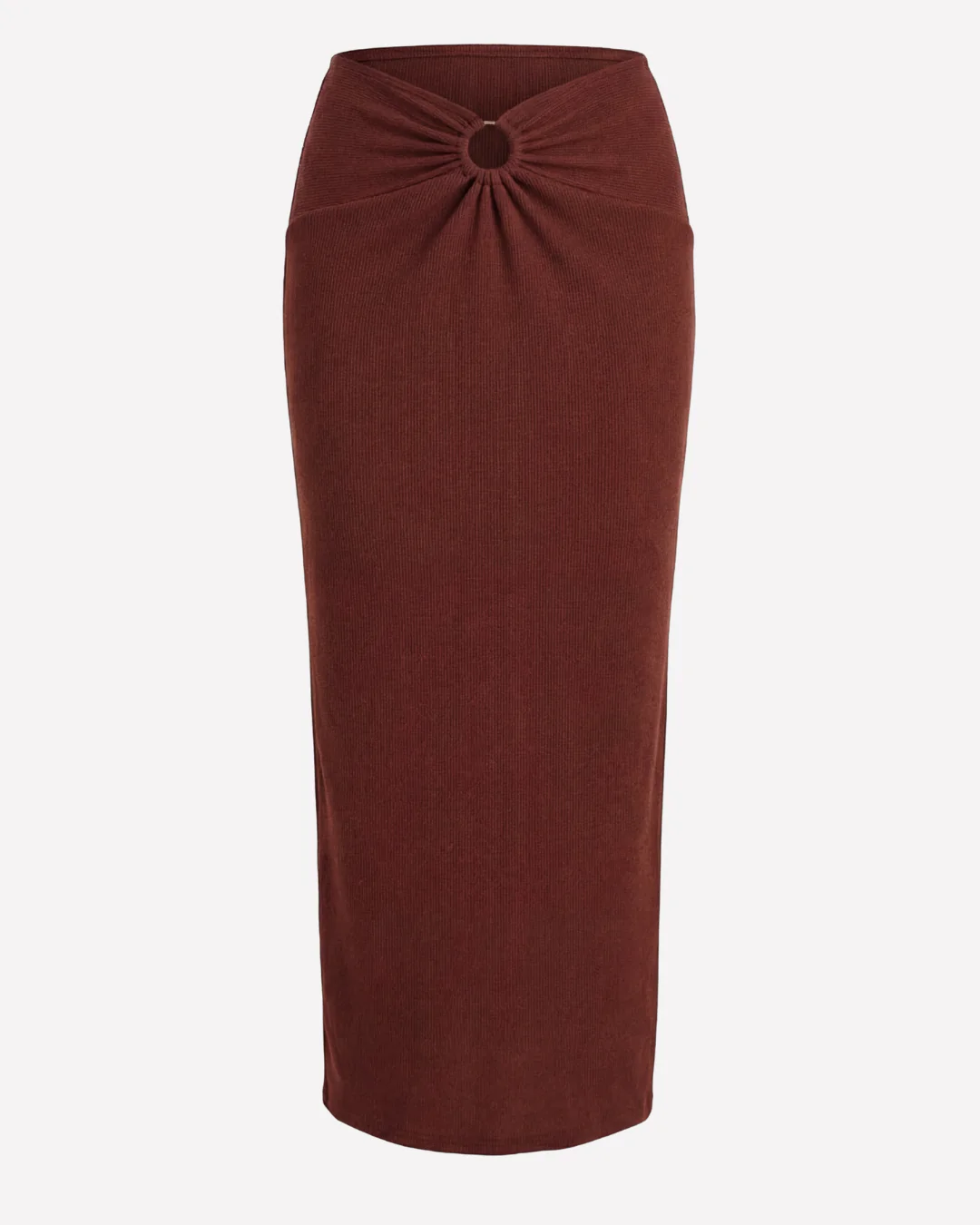 Ribbed Slit Ring Detail Slit Skirt - Image 4