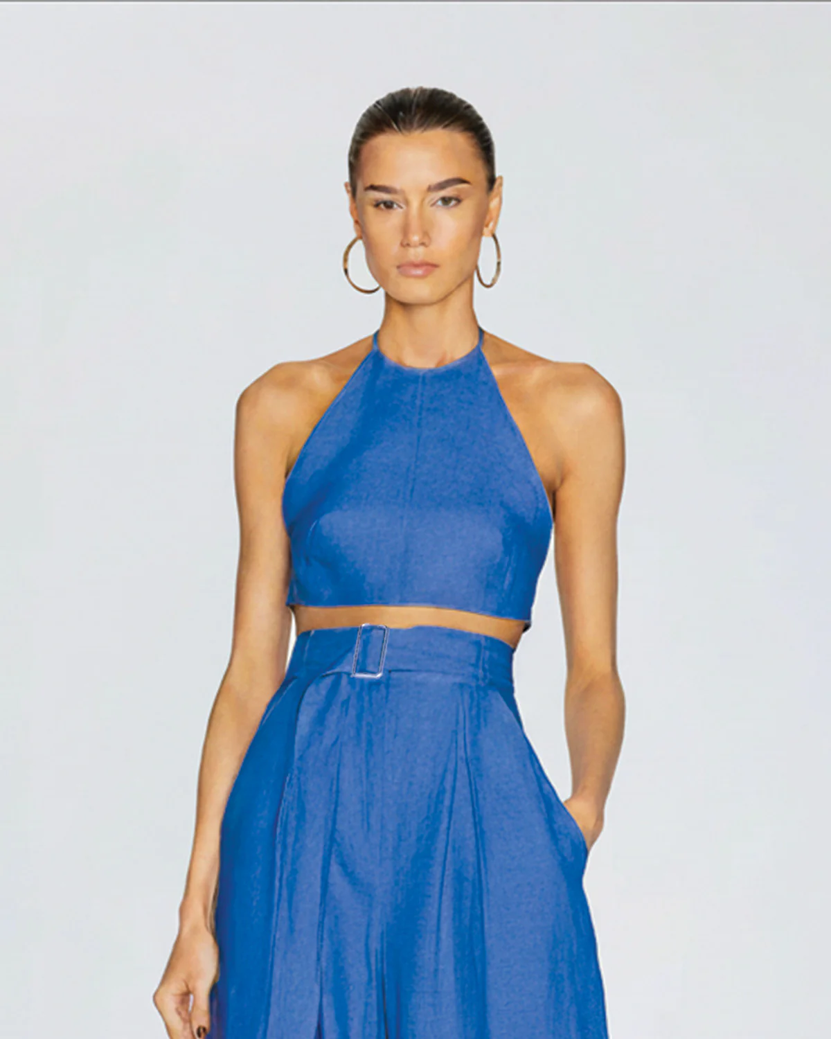 Sapphire Blue Chic Tailored Belted Co-Ord Set - Image 2