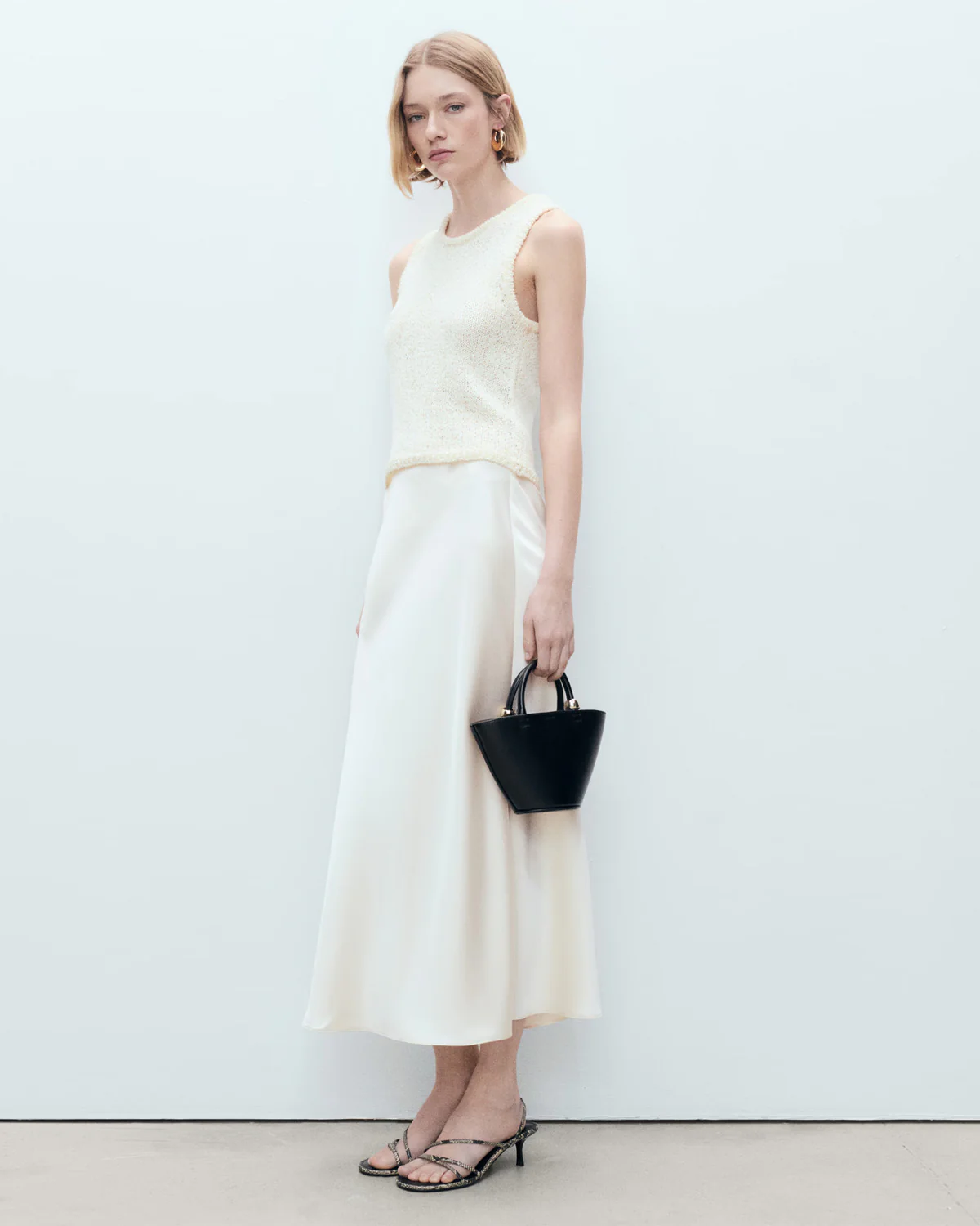 Ivory Satin Pencil Skirt - Image 2
