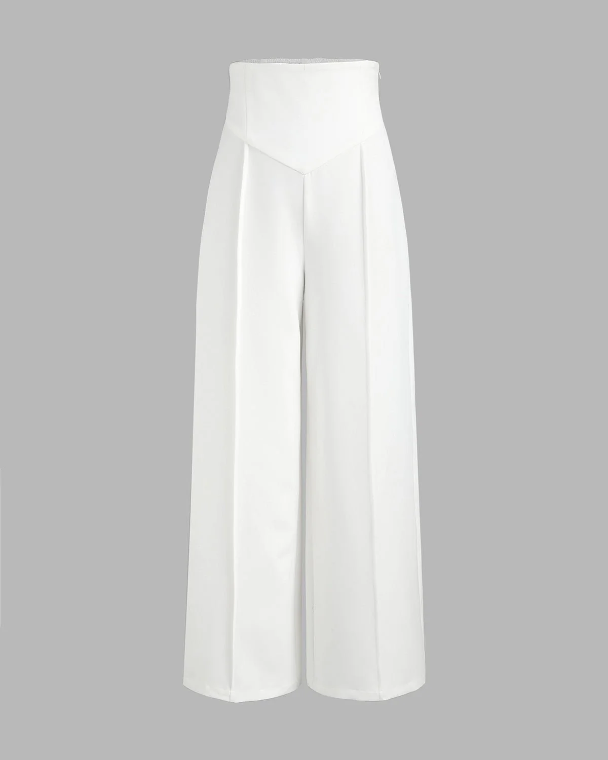 Sculpted Waist Pleated White Trousers - Image 6