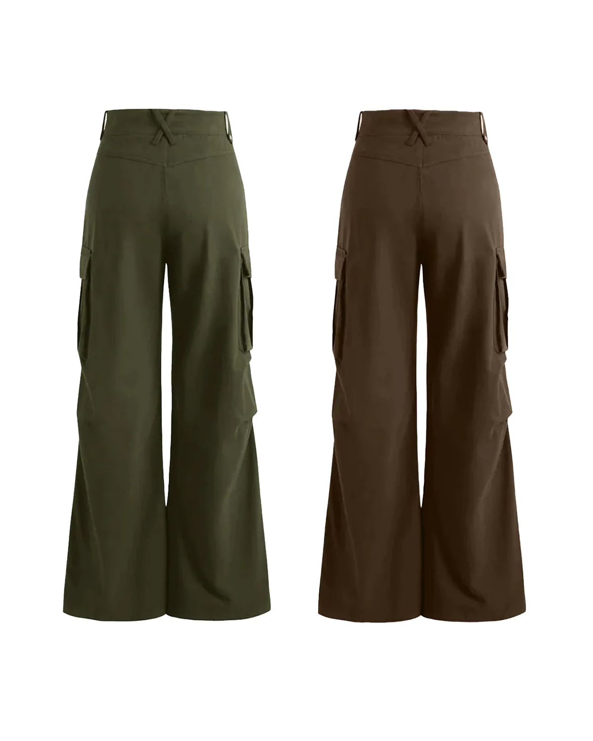 Set Of 2 Adjustable Waist Cargo - Olive & Brown - Image 3