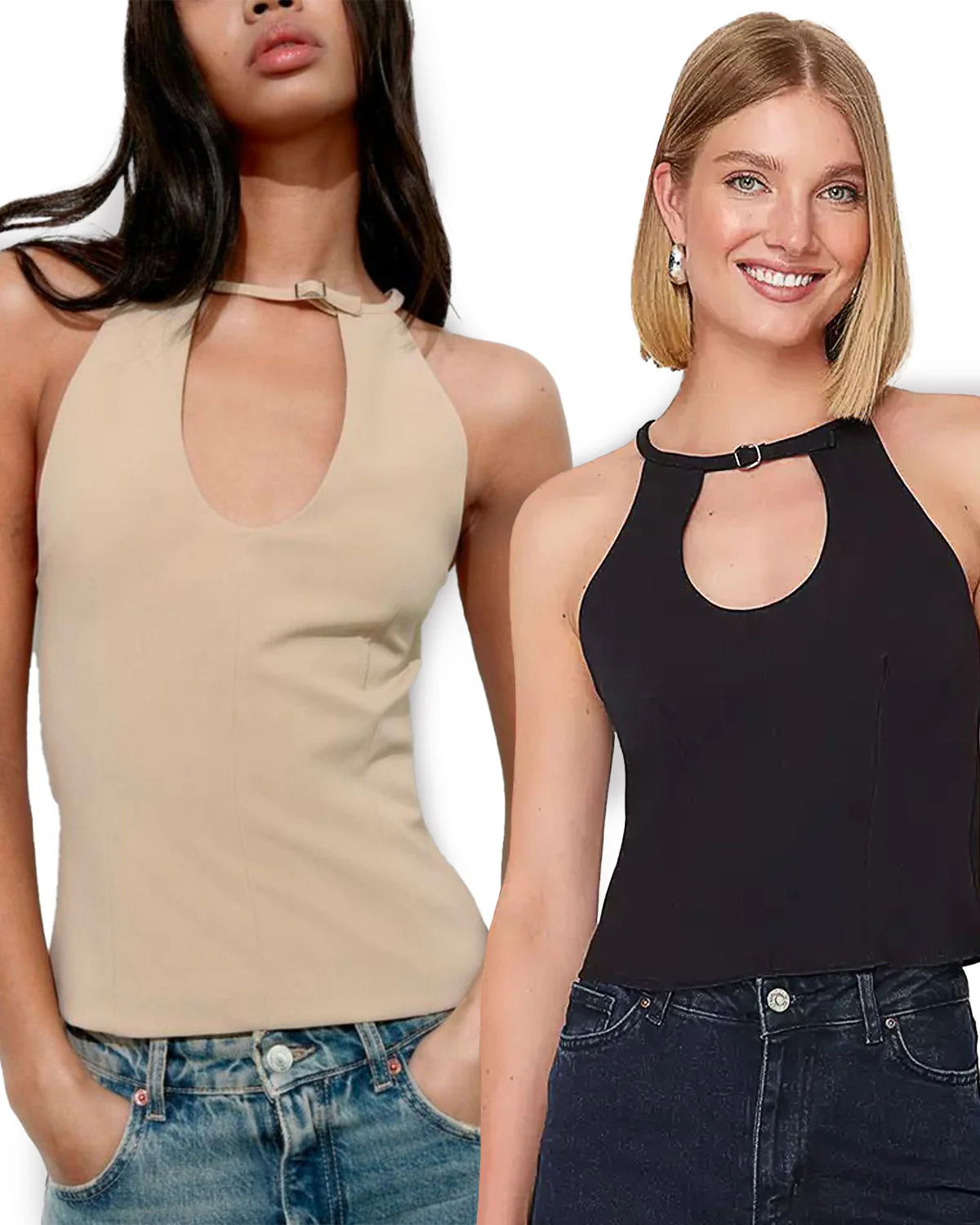 Set of 2 Cut-Out Halter Neck Top - Image 2