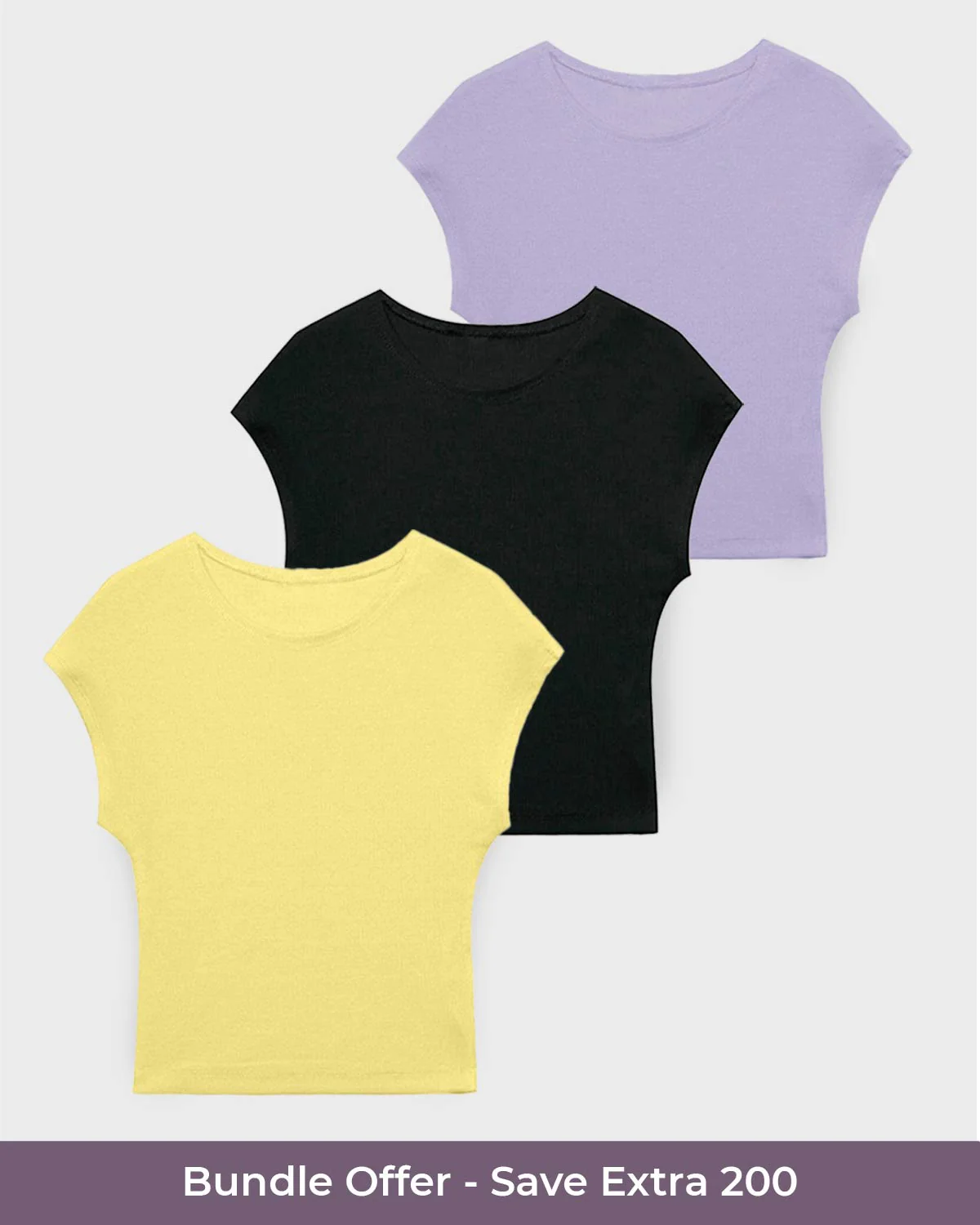 Set of 3 Ribbed Crew Neck Top
