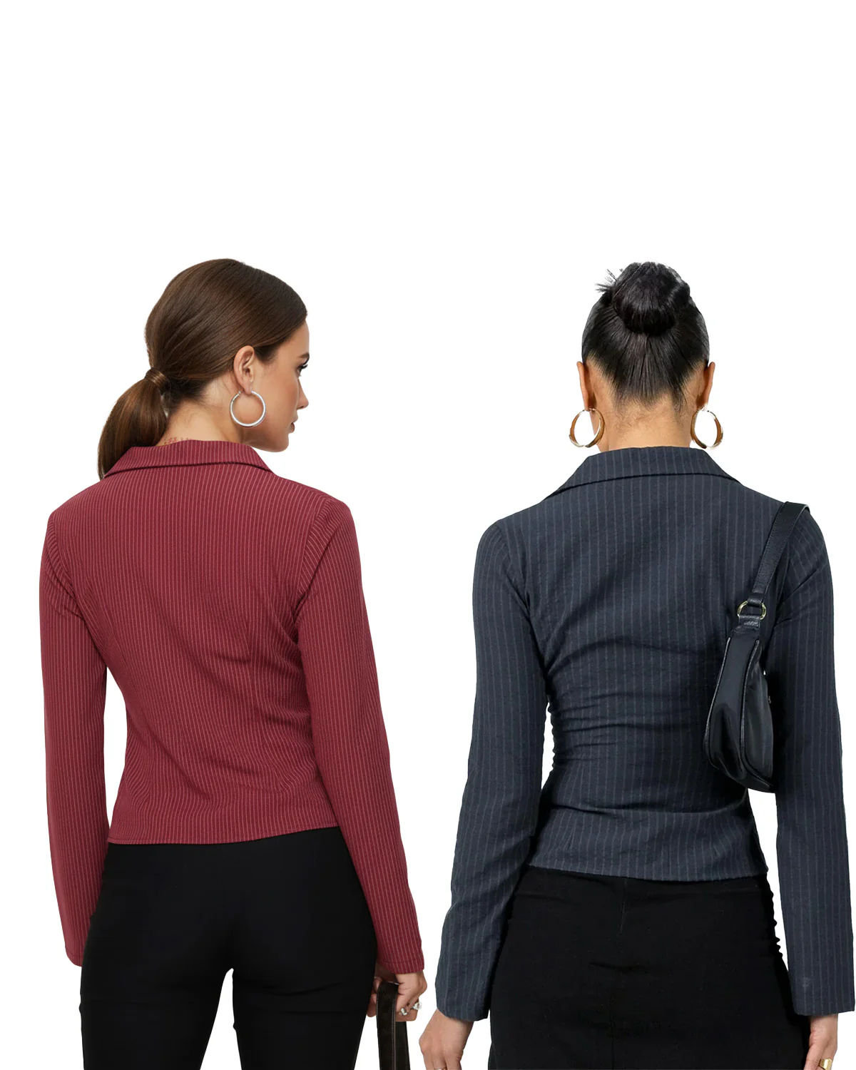 Set Of Two Pinstripes Flared Sleeves Shirt - Image 2