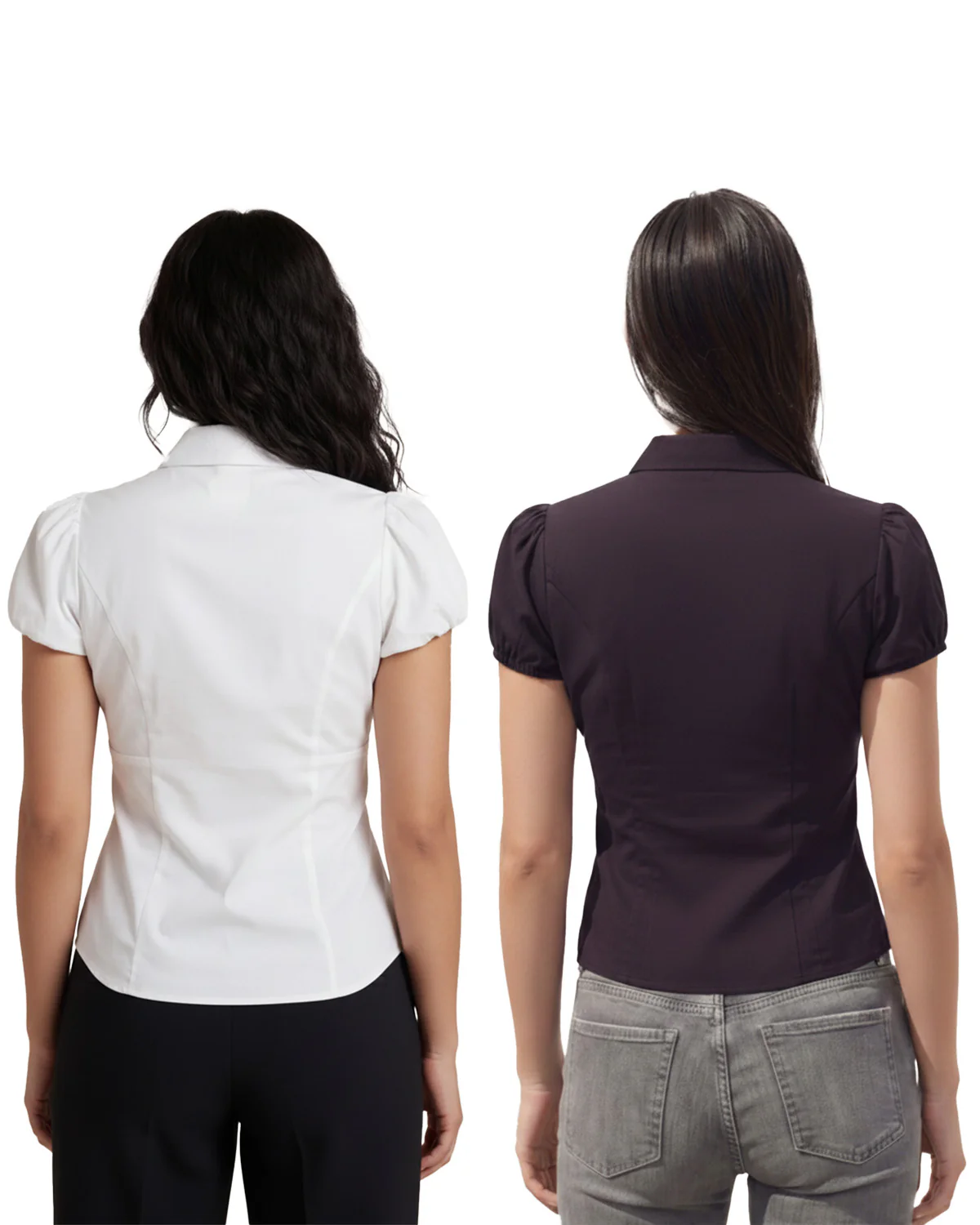 Set Of Two Puff Sleeve Shirt Style Top - Image 2