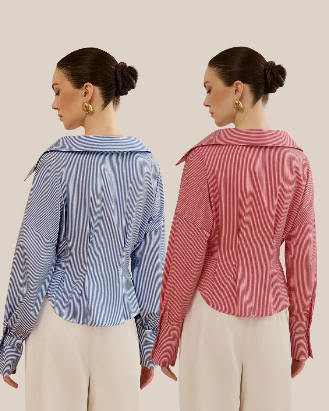 Set of Two Stripe Shirt With Cinched Waist - Image 2