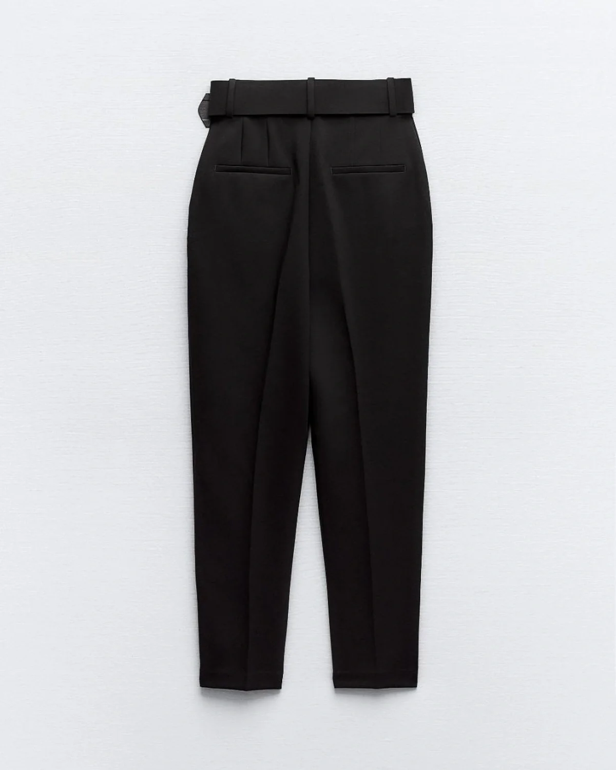Belted Tapered Pants With Belt- Black - Image 3